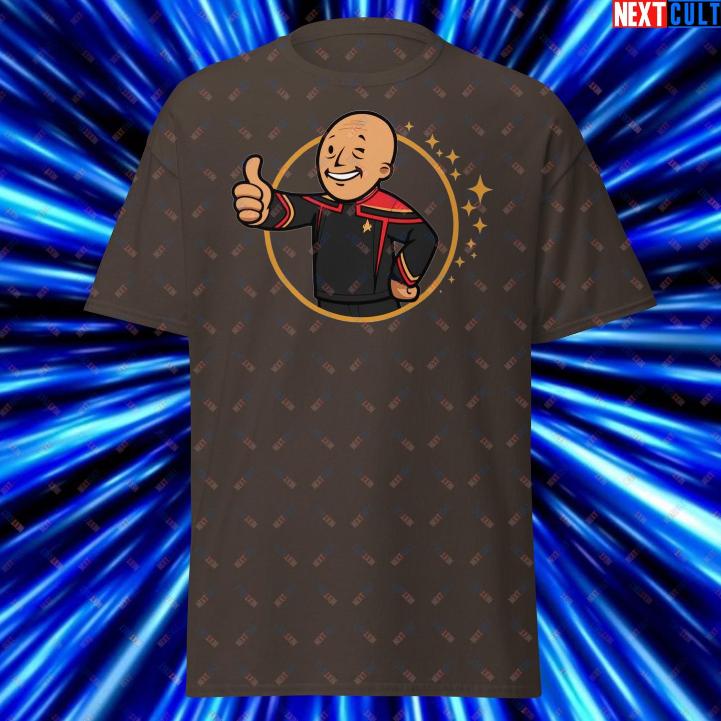 Jean-Luc Picard Star Trek Vault Boy Fallout Funny Cartoon Mashup Unisex tee Next Cult Brand