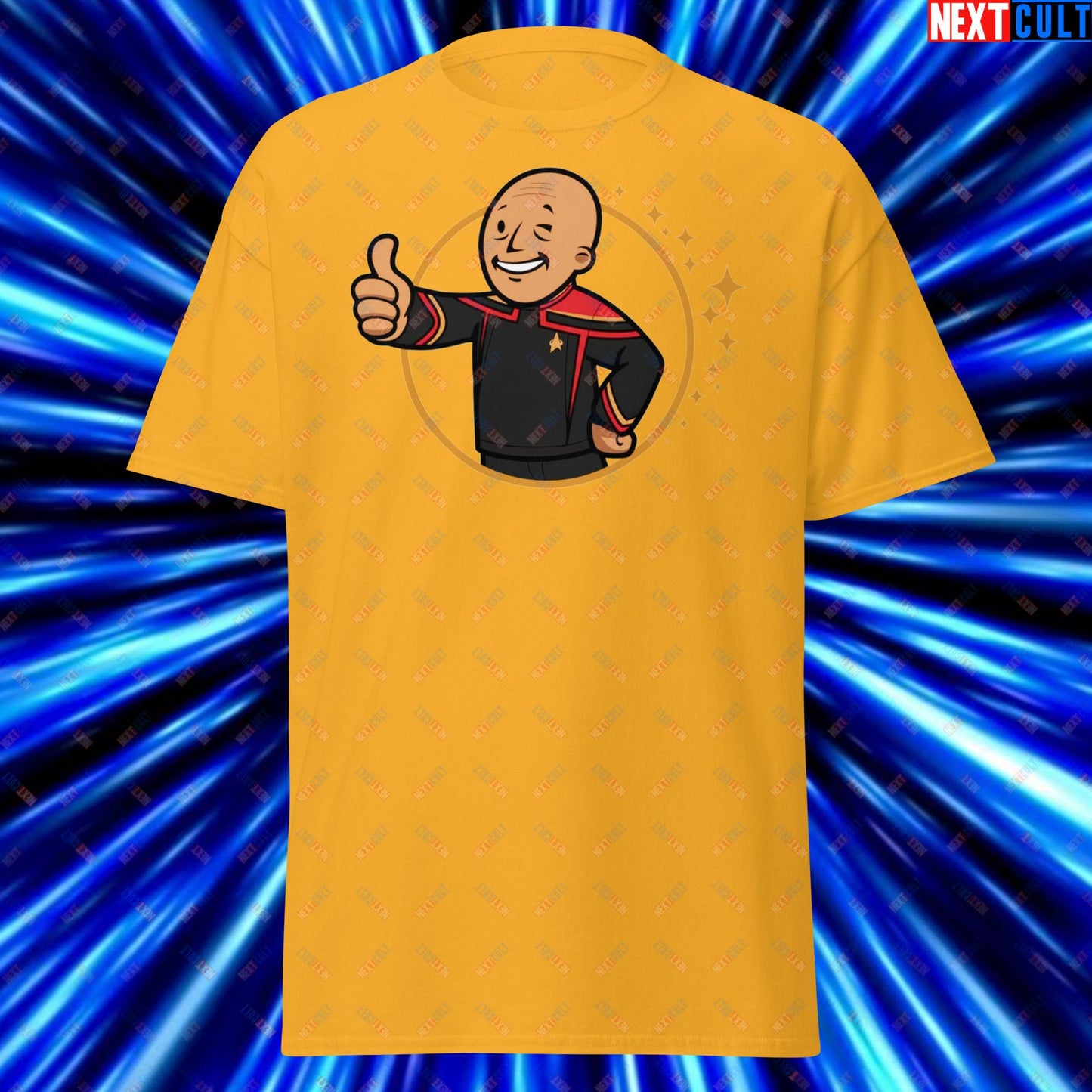 Jean-Luc Picard Star Trek Vault Boy Fallout Funny Cartoon Mashup Unisex tee Next Cult Brand