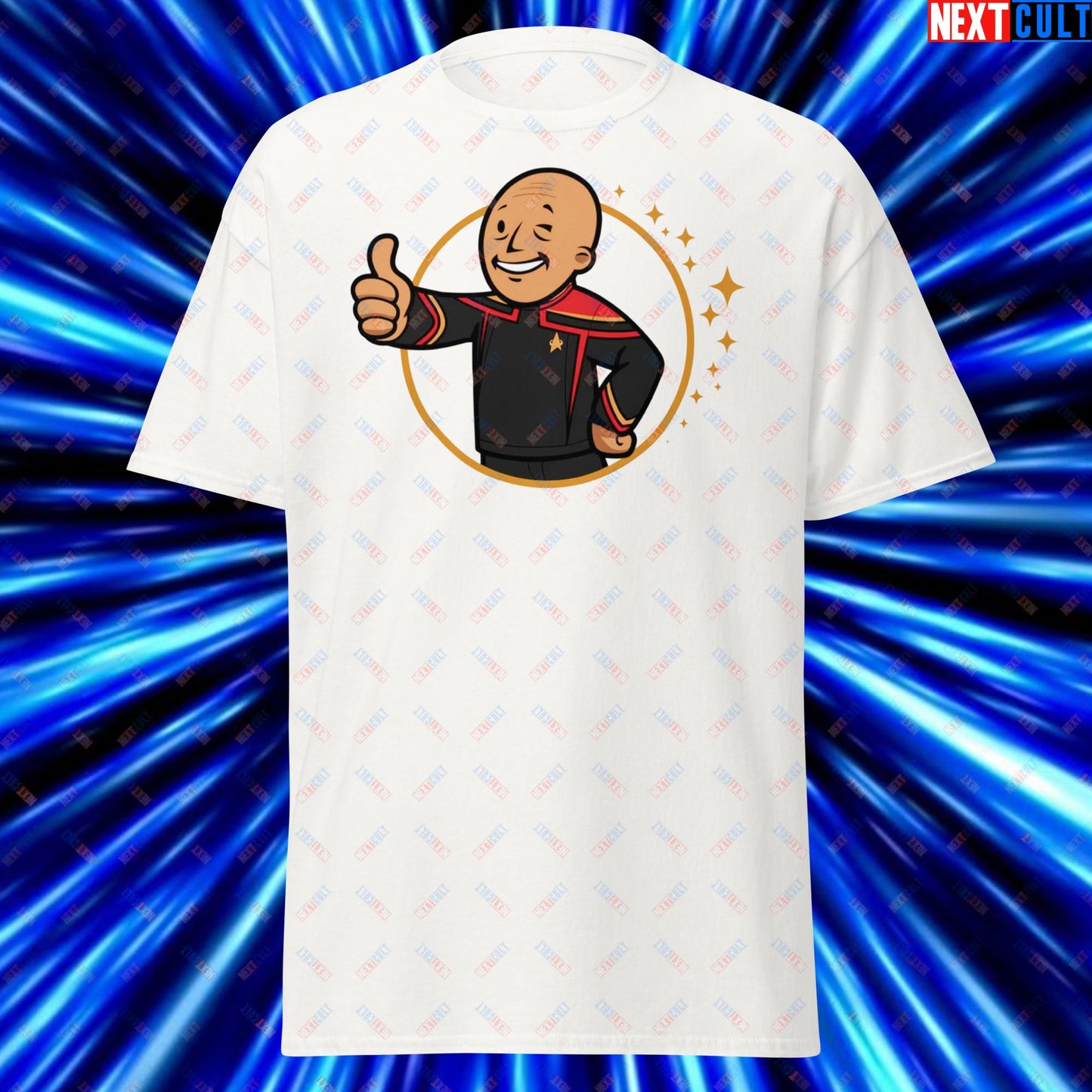 Jean-Luc Picard Star Trek Vault Boy Fallout Funny Cartoon Mashup Unisex tee Next Cult Brand