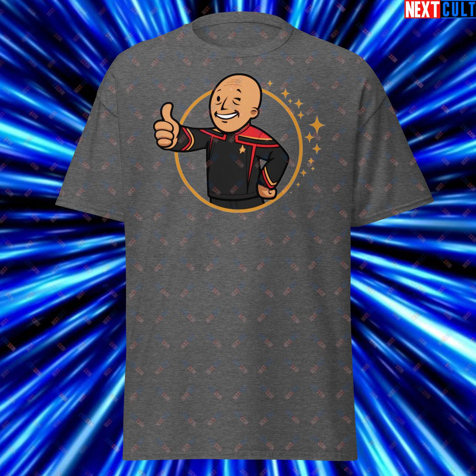 Jean-Luc Picard Star Trek Vault Boy Fallout Funny Cartoon Mashup Unisex tee Next Cult Brand