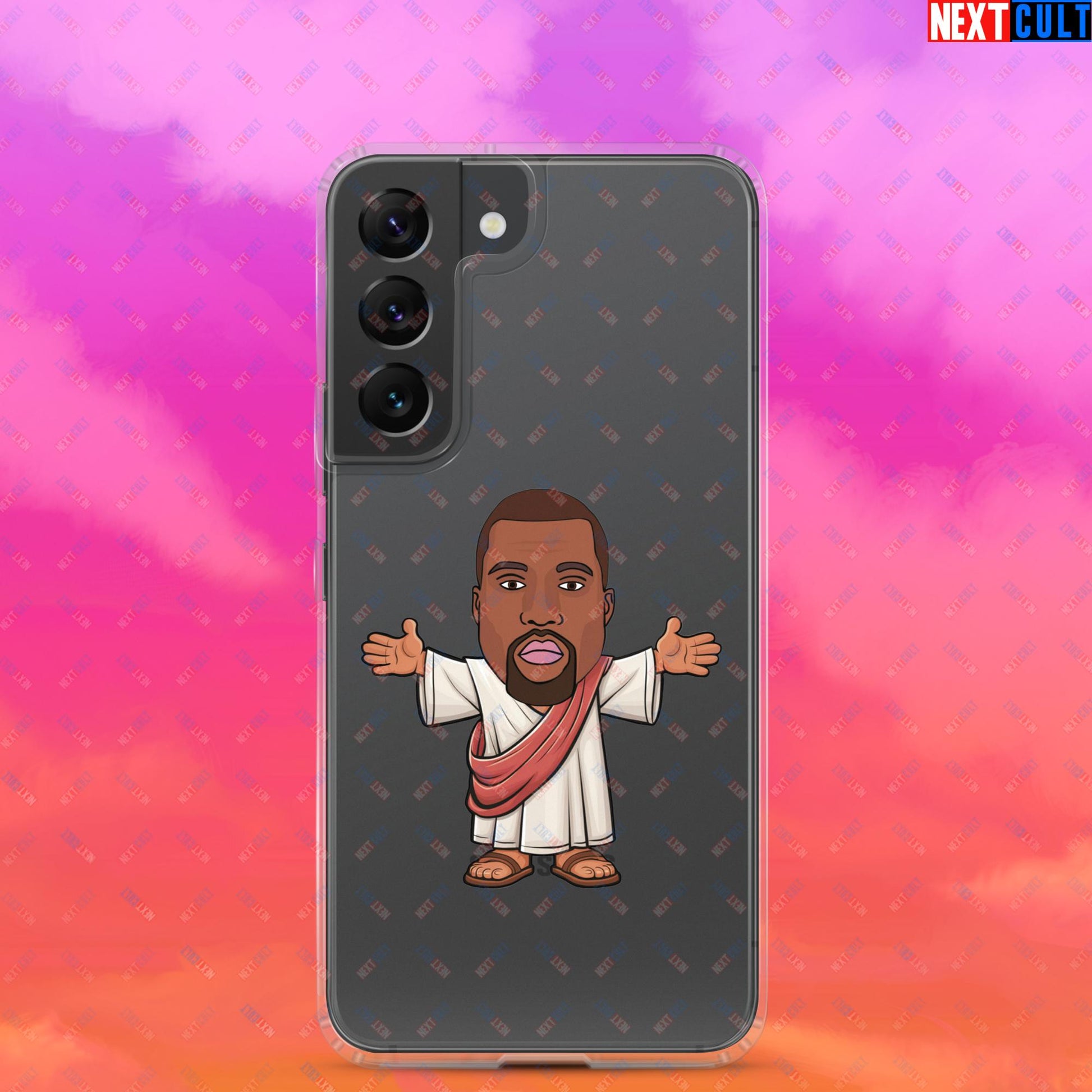 Jesus Kanye West Yeezianity Ye Funny Hip Hop Clear Case for Samsung Samsung Galaxy S22 Mobile Phone Cases Kanye West Music Next Cult Brand