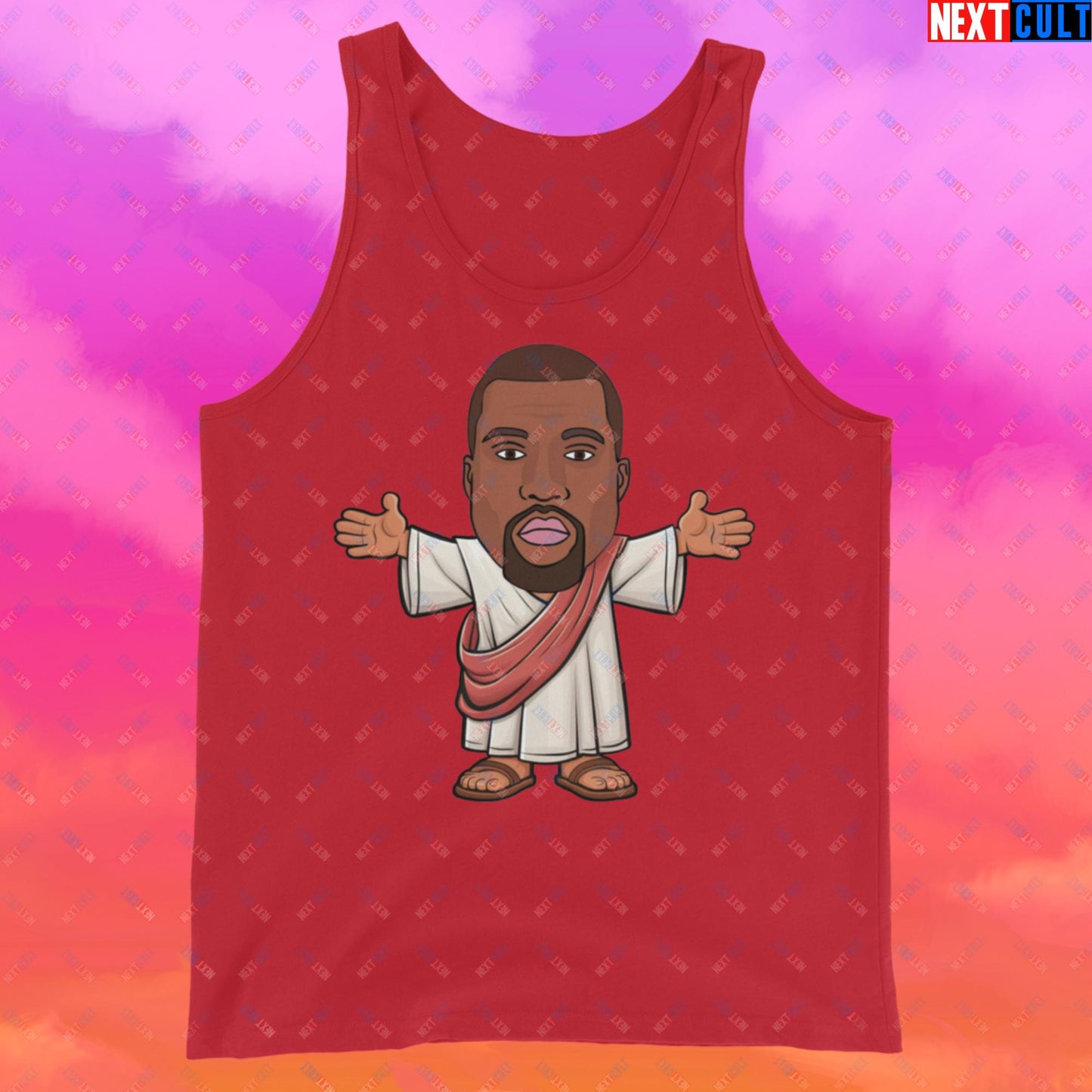 Jesus Kanye West Yeezianity Ye Funny Hip Hop Tank Top Red Tank Tops Kanye West Music Next Cult Brand