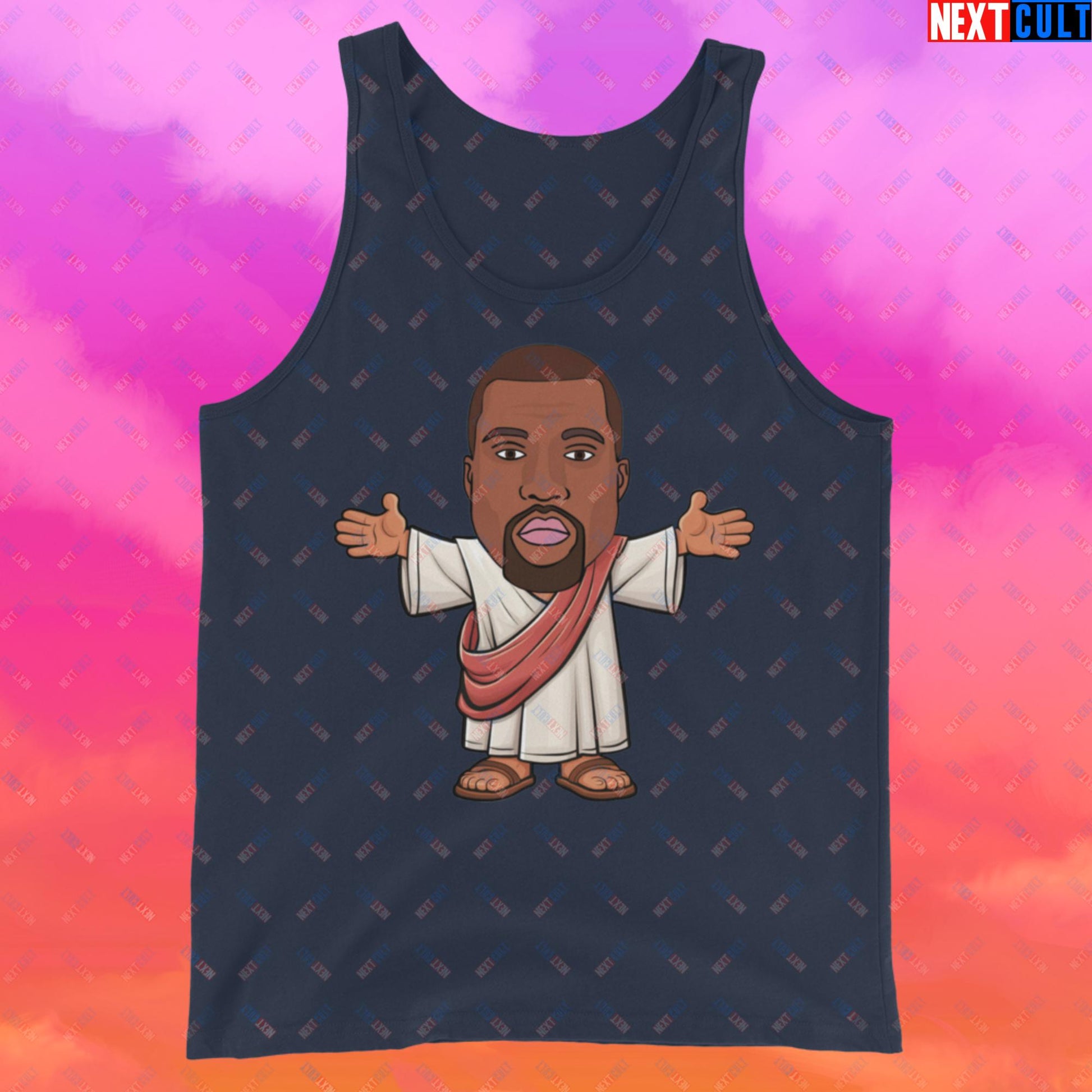 Jesus Kanye West Yeezianity Ye Funny Hip Hop Tank Top Navy Tank Tops Kanye West Music Next Cult Brand