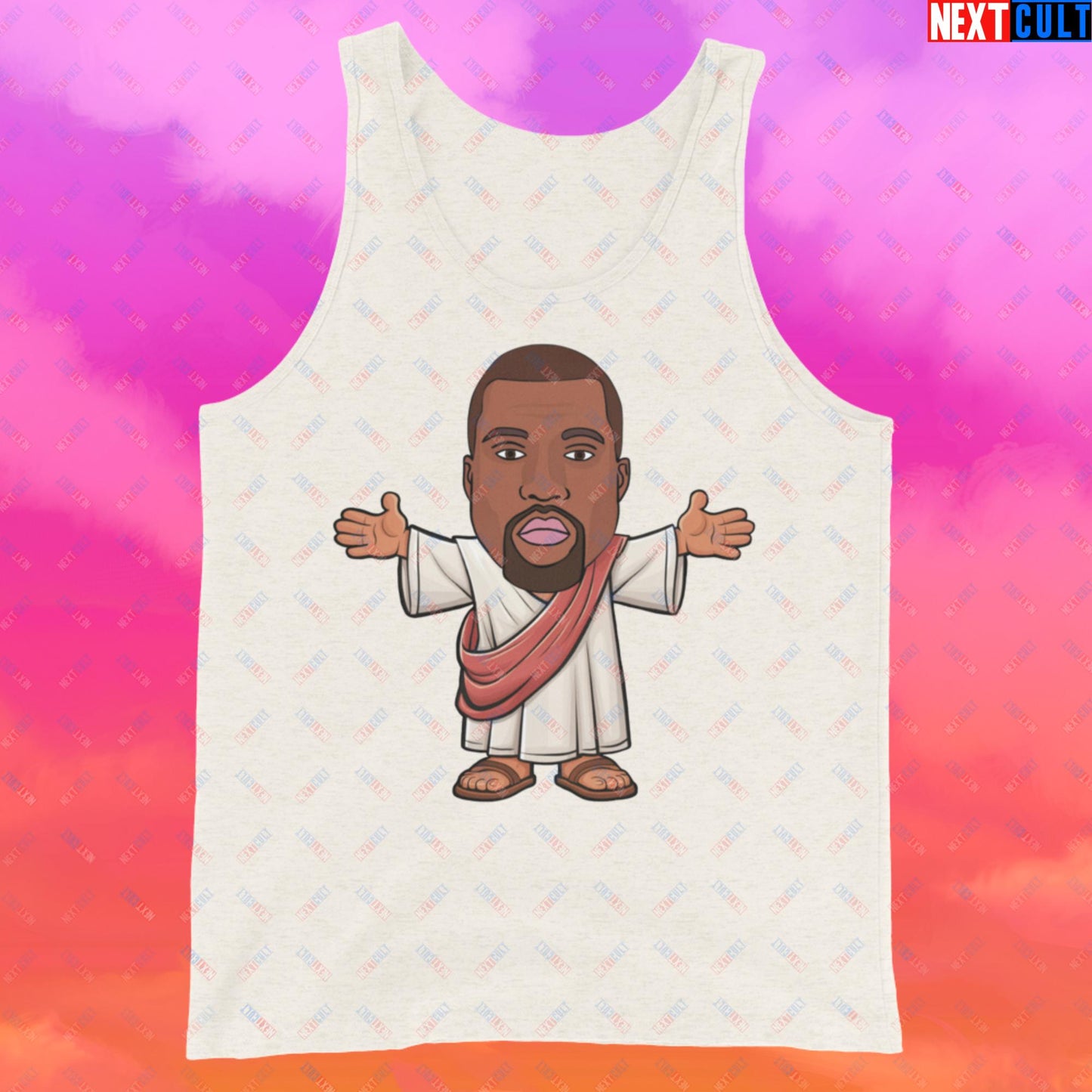 Jesus Kanye West Yeezianity Ye Funny Hip Hop Tank Top Oatmeal Triblend Tank Tops Kanye West Music Next Cult Brand