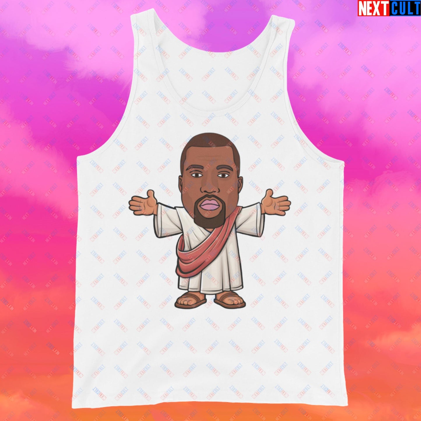 Jesus Kanye West Yeezianity Ye Funny Hip Hop Tank Top White Tank Tops Kanye West Music Next Cult Brand