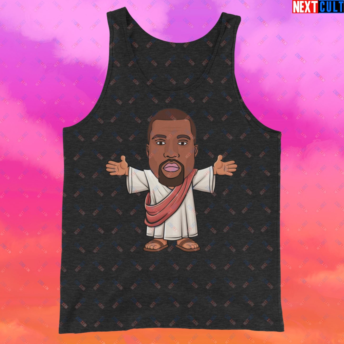 Jesus Kanye West Yeezianity Ye Funny Hip Hop Tank Top Charcoal-Black Triblend Tank Tops Kanye West Music Next Cult Brand