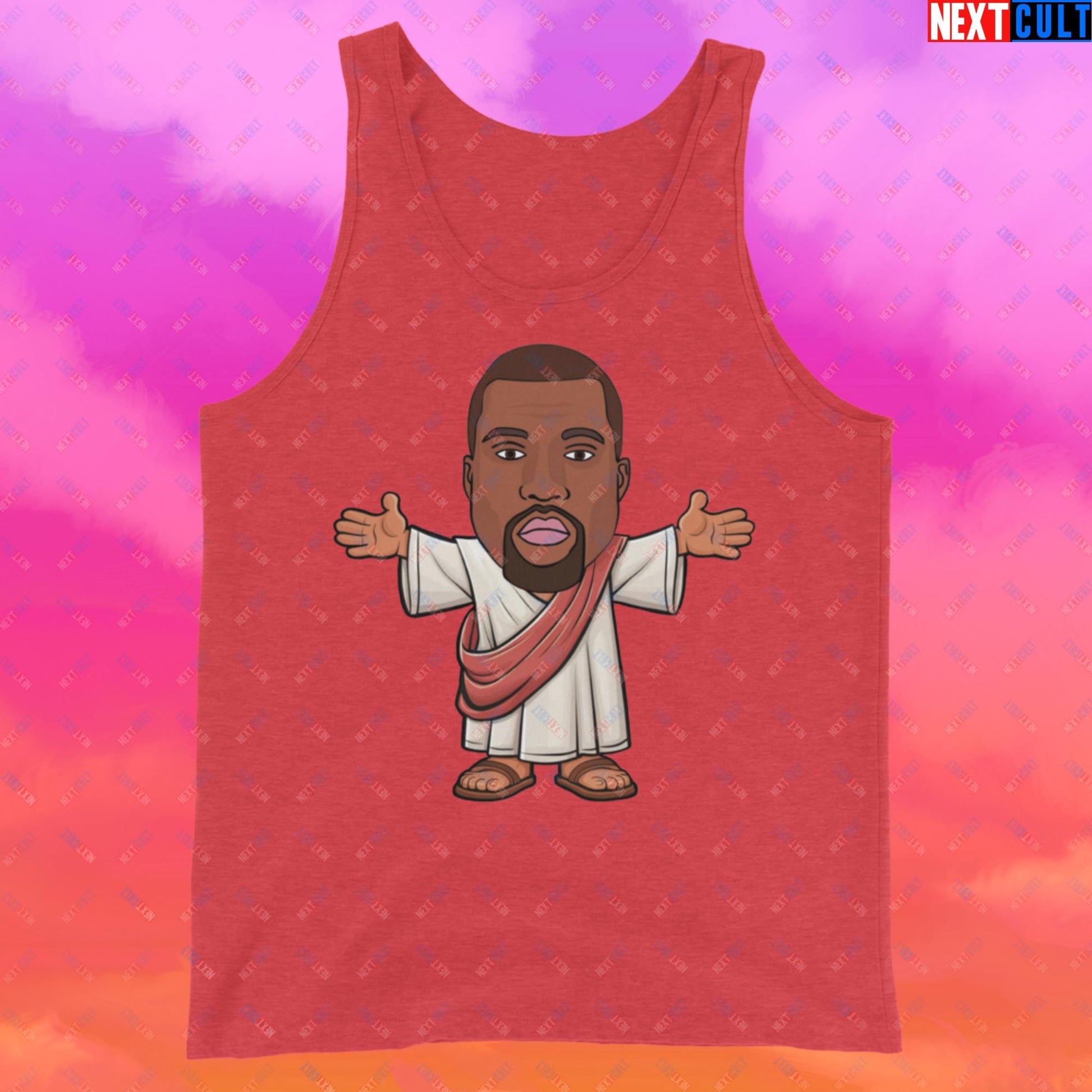 Jesus Kanye West Yeezianity Ye Funny Hip Hop Tank Top Red Triblend Tank Tops Kanye West Music Next Cult Brand