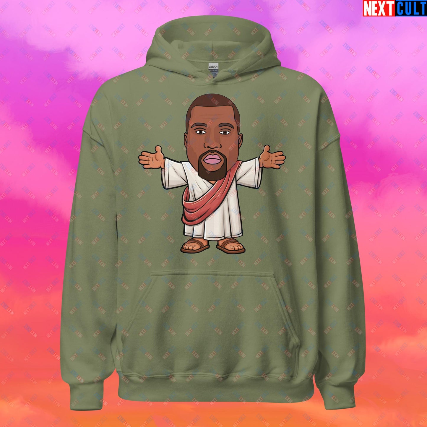 Jesus Kanye West Yeezianity Ye Funny Hip Hop Unisex Hoodie Military Green Hoodies Kanye West Music Next Cult Brand