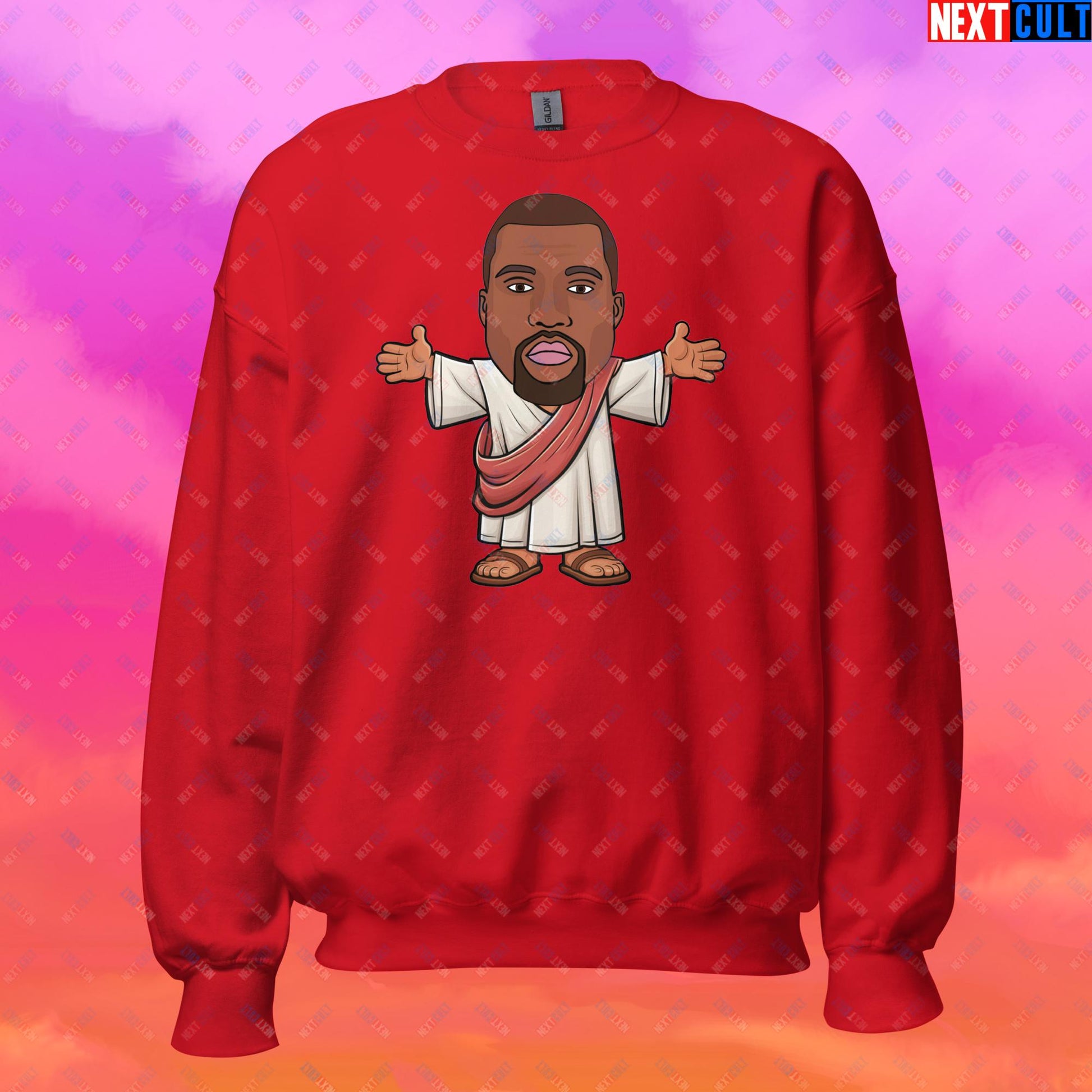 Jesus Kanye West Yeezianity Ye Funny Hip Hop Unisex Sweatshirt Red Sweatshirts Kanye West Music Next Cult Brand