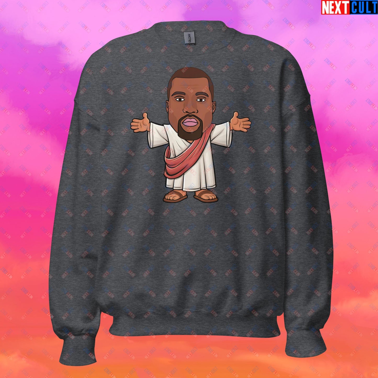 Jesus Kanye West Yeezianity Ye Funny Hip Hop Unisex Sweatshirt Dark Heather Sweatshirts Kanye West Music Next Cult Brand