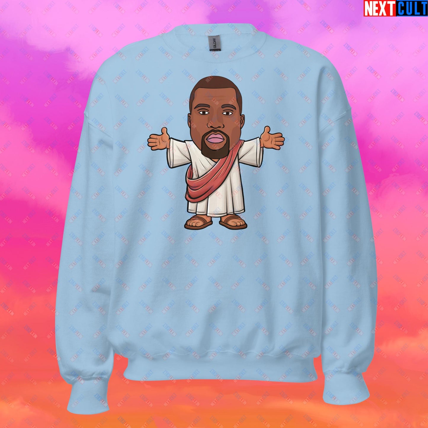 Jesus Kanye West Yeezianity Ye Funny Hip Hop Unisex Sweatshirt Light Blue Sweatshirts Kanye West Music Next Cult Brand