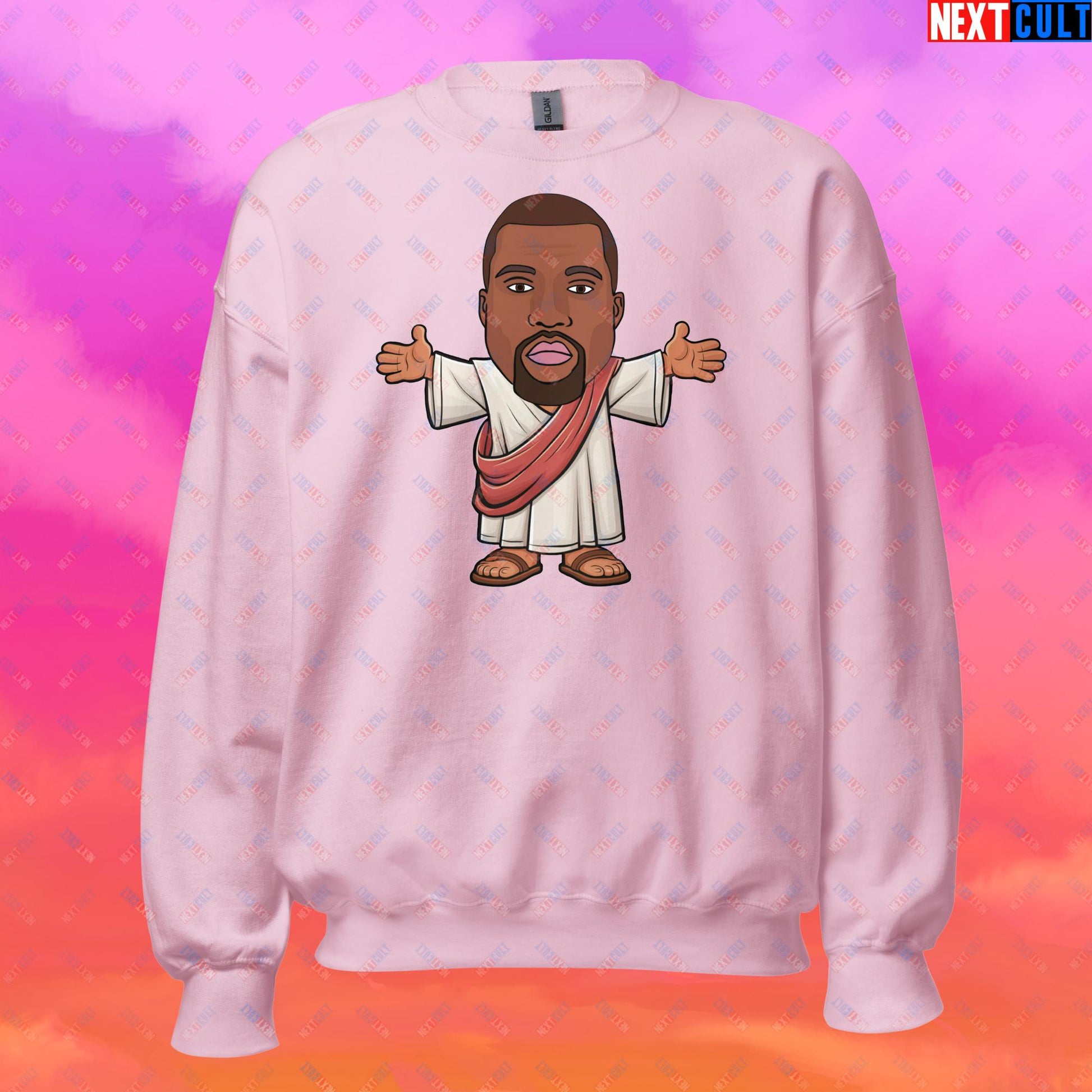 Jesus Kanye West Yeezianity Ye Funny Hip Hop Unisex Sweatshirt Light Pink Sweatshirts Kanye West Music Next Cult Brand