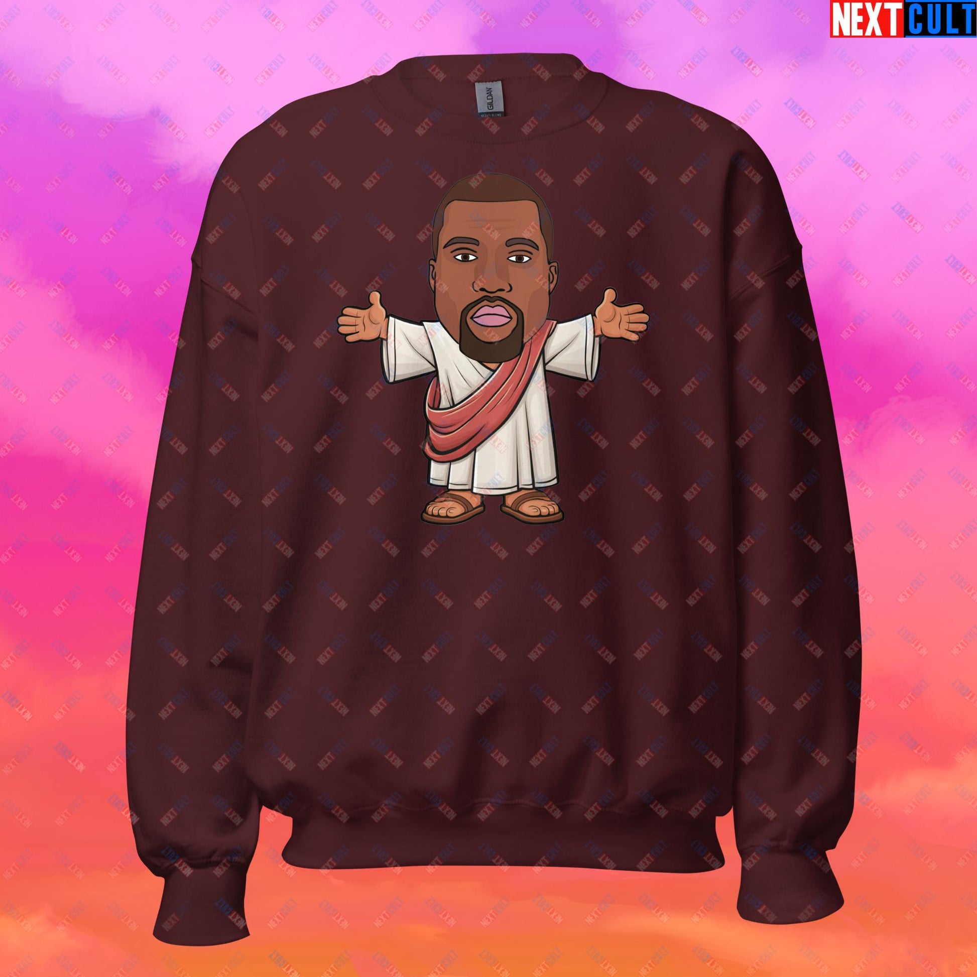 Jesus Kanye West Yeezianity Ye Funny Hip Hop Unisex Sweatshirt Maroon Sweatshirts Kanye West Music Next Cult Brand