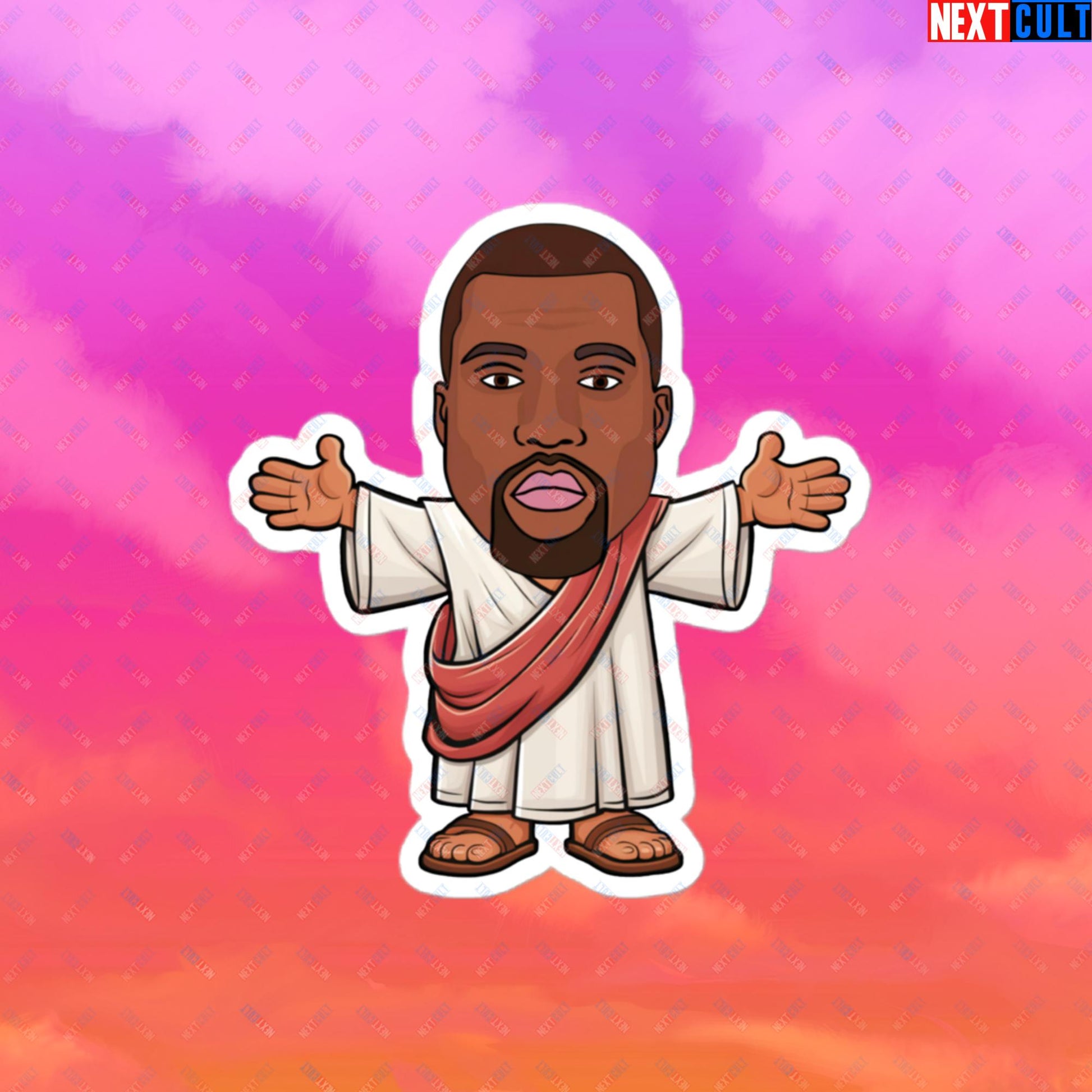 Jesus Kanye West Yeezianity Ye Funny Hip Hop stickers 4″×4″ Stickers Kanye West Music Next Cult Brand