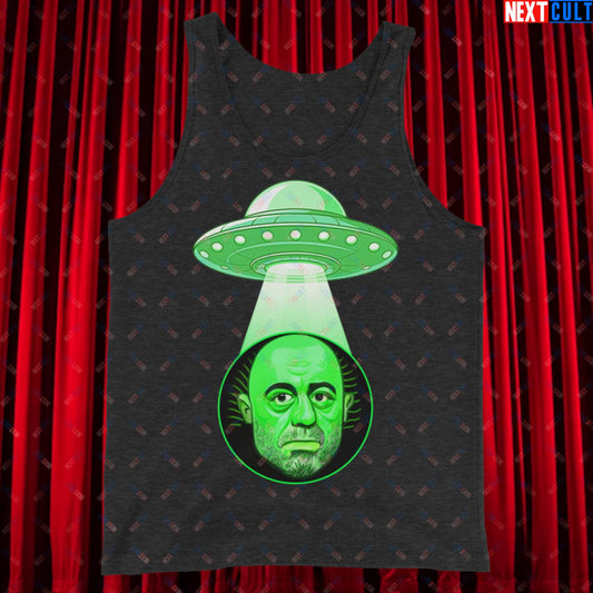 Joe Rogan Alien UFO Abduction Funny Extra-Terrestrial JRE Podcast Tank Top Charcoal-Black Triblend Tank Tops Joe Rogan Podcasts Stand-up Comedy Next Cult Brand