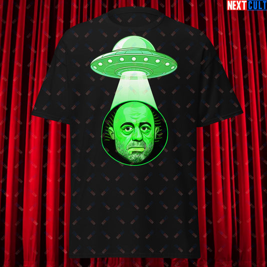 Joe Rogan Alien UFO Abduction Funny Extra-Terrestrial JRE Podcast Unisex t-shirt Black T-shirts Joe Rogan Podcasts Stand-up Comedy Next Cult Brand