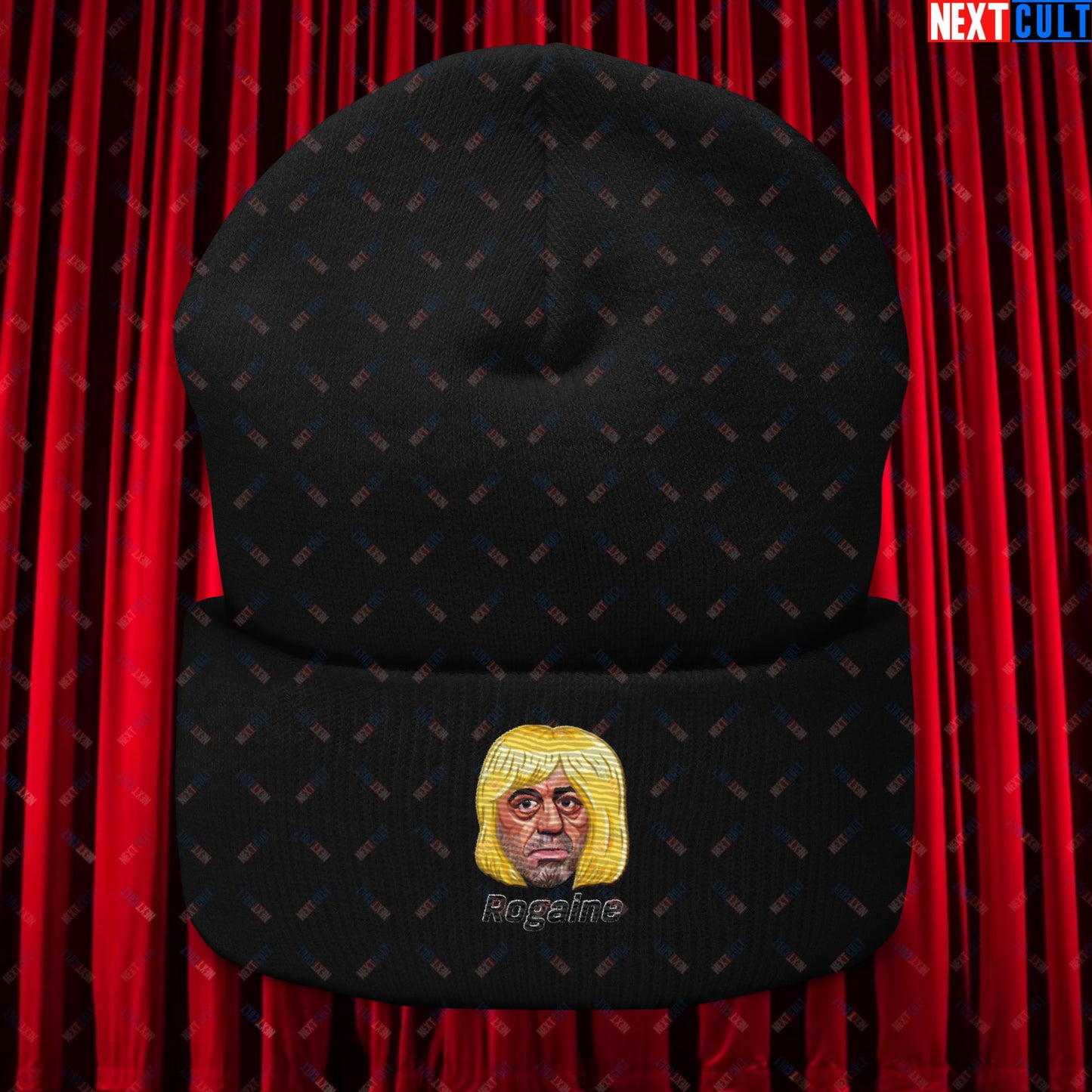 Joe Rogan Rogaine Funny Hair Loss JRE Podcast Cuffed Beanie Black Hats Joe Rogan Podcasts Stand-up Comedy Next Cult Brand