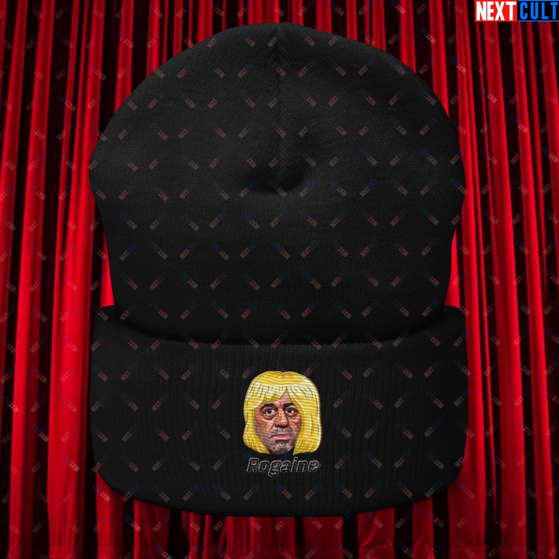 Joe Rogan Rogaine Funny Hair Loss JRE Podcast Cuffed Beanie Black Hats Joe Rogan Podcasts Stand-up Comedy Next Cult Brand