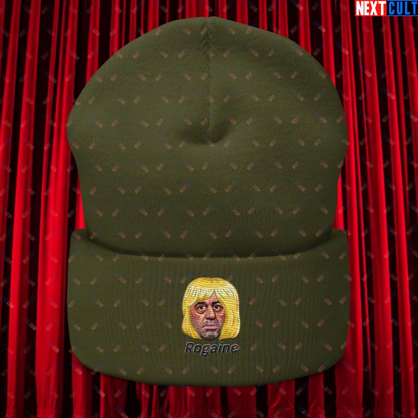 Joe Rogan Rogaine Funny Hair Loss JRE Podcast Cuffed Beanie Olive Hats Joe Rogan Podcasts Stand-up Comedy Next Cult Brand