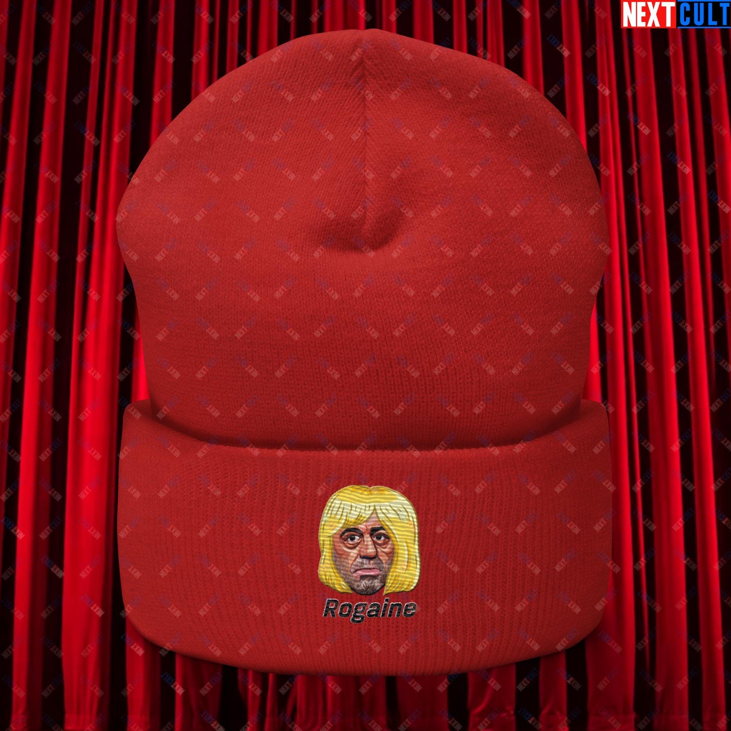 Joe Rogan Rogaine Funny Hair Loss JRE Podcast Cuffed Beanie Red Hats Joe Rogan Podcasts Stand-up Comedy Next Cult Brand