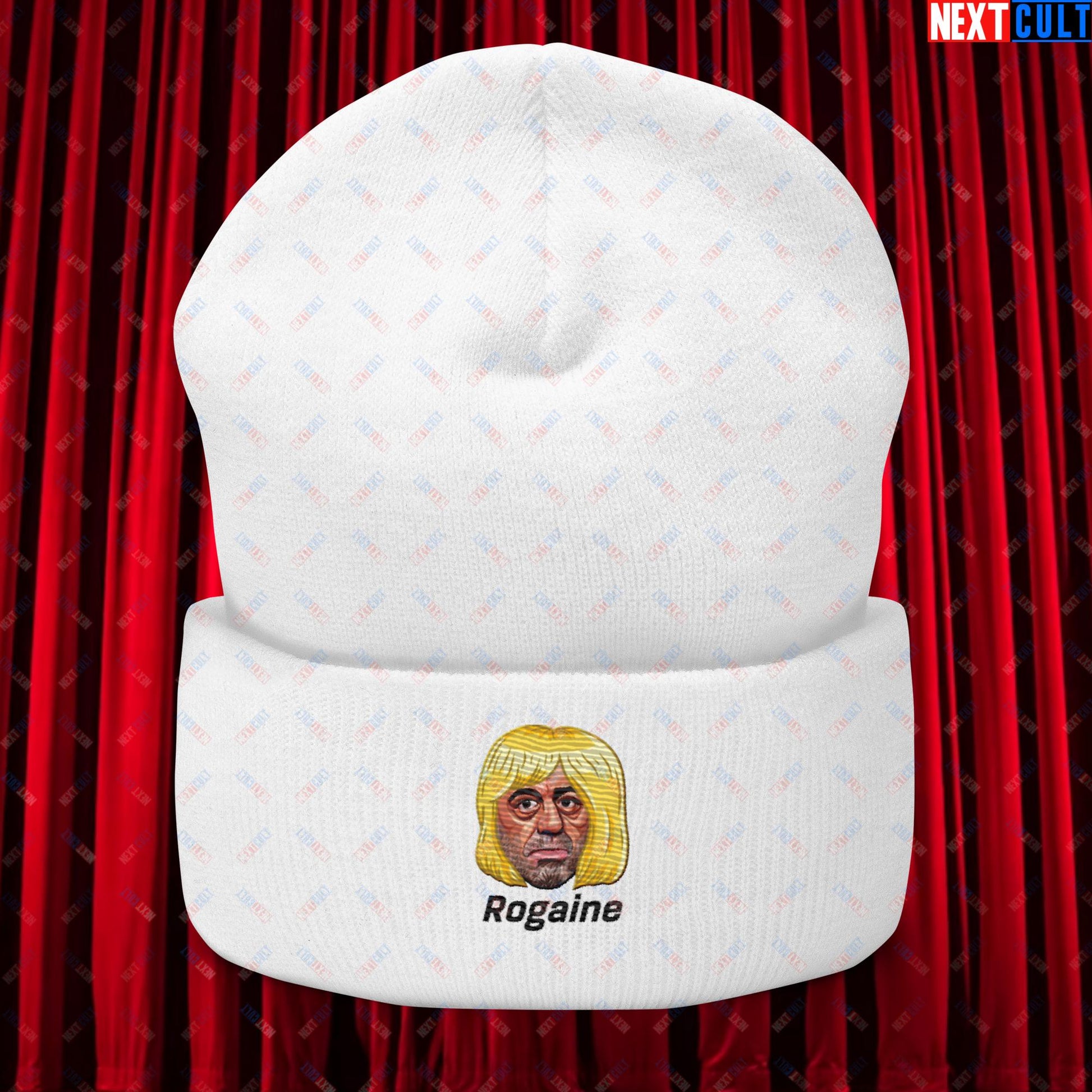 Joe Rogan Rogaine Funny Hair Loss JRE Podcast Cuffed Beanie White Hats Joe Rogan Podcasts Stand-up Comedy Next Cult Brand