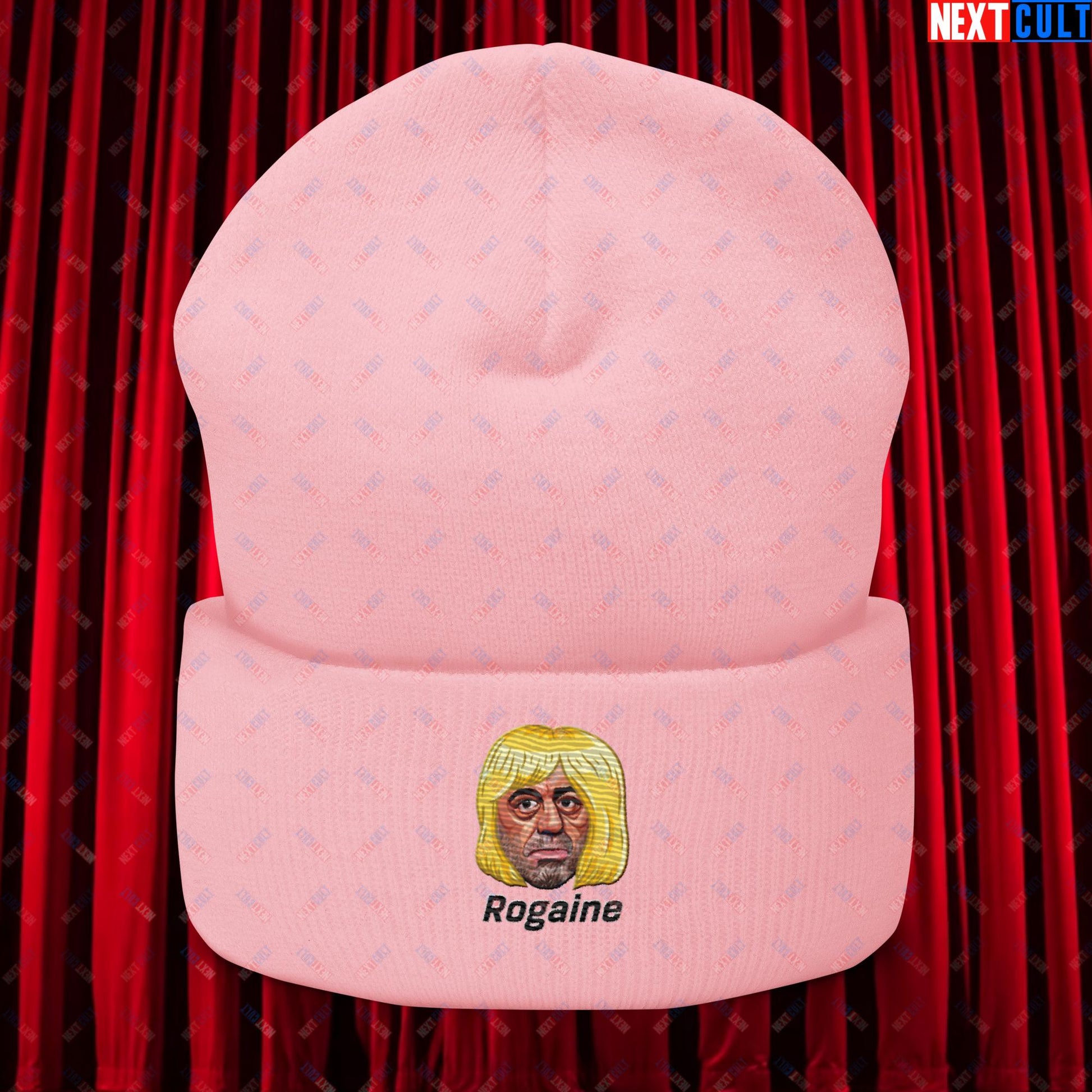 Joe Rogan Rogaine Funny Hair Loss JRE Podcast Cuffed Beanie Baby Pink Hats Joe Rogan Podcasts Stand-up Comedy Next Cult Brand