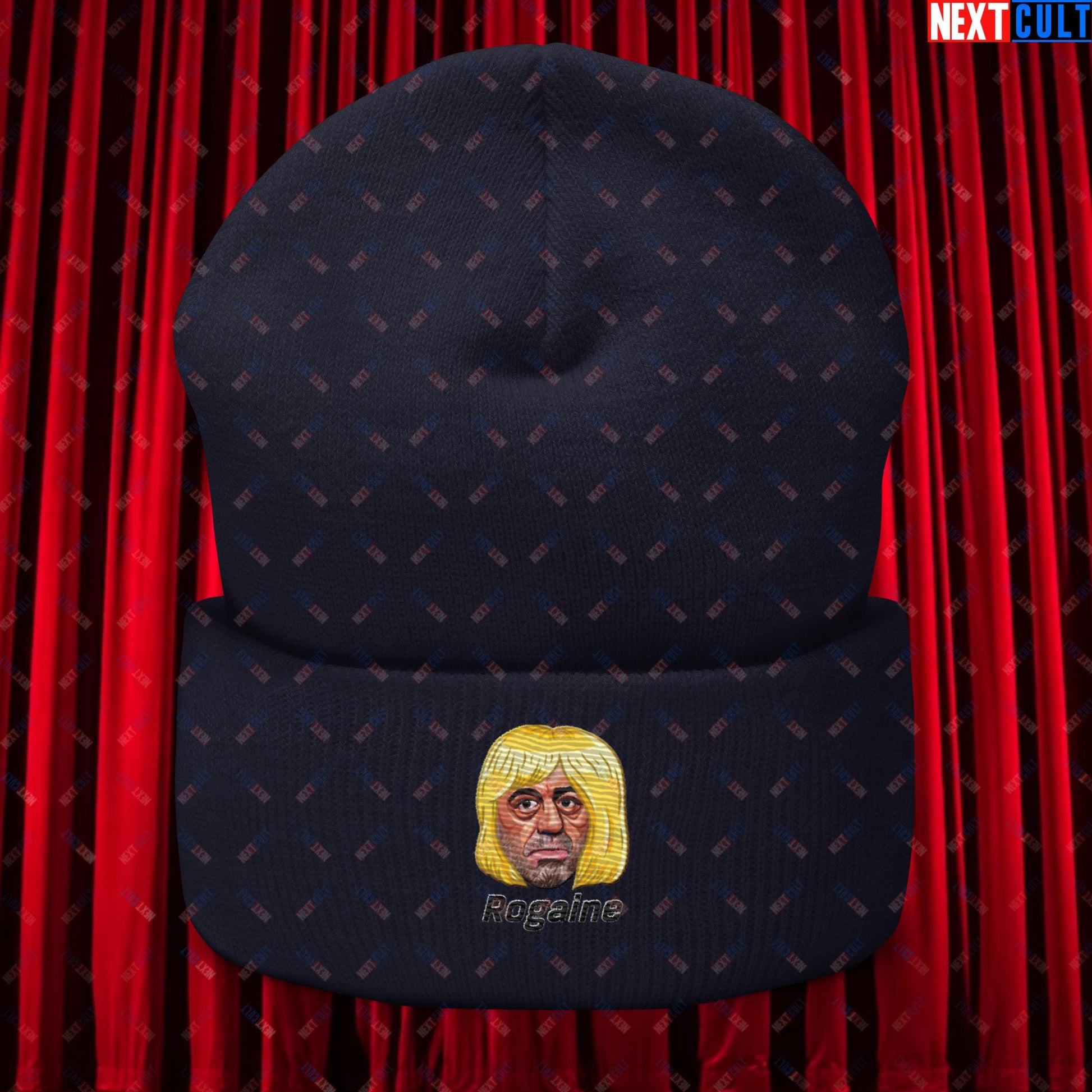 Joe Rogan Rogaine Funny Hair Loss JRE Podcast Cuffed Beanie Navy Hats Joe Rogan Podcasts Stand-up Comedy Next Cult Brand