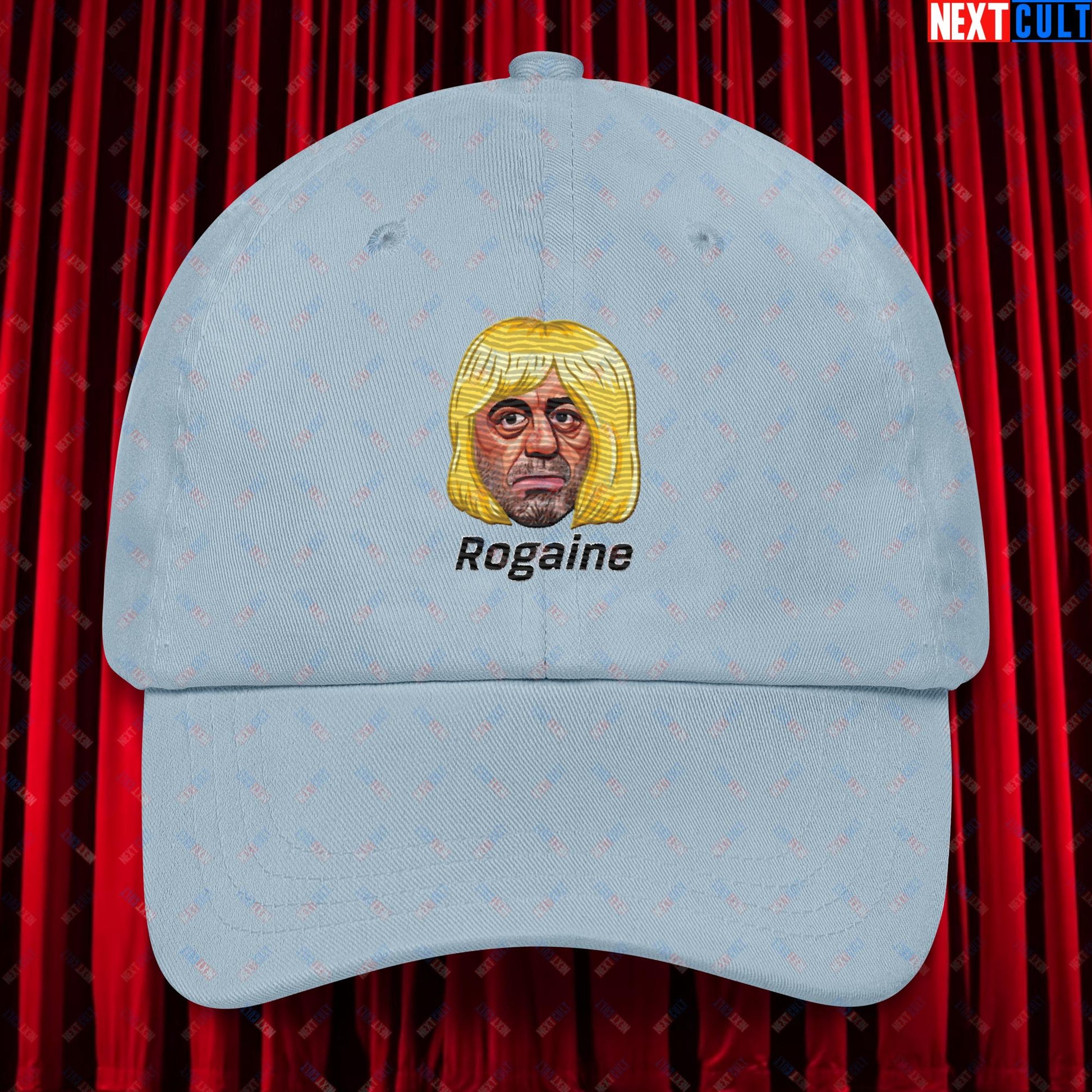 Joe Rogan Rogaine Funny Hair Loss JRE Podcast Dad hat Light Blue Hats Joe Rogan Podcasts Stand-up Comedy Next Cult Brand