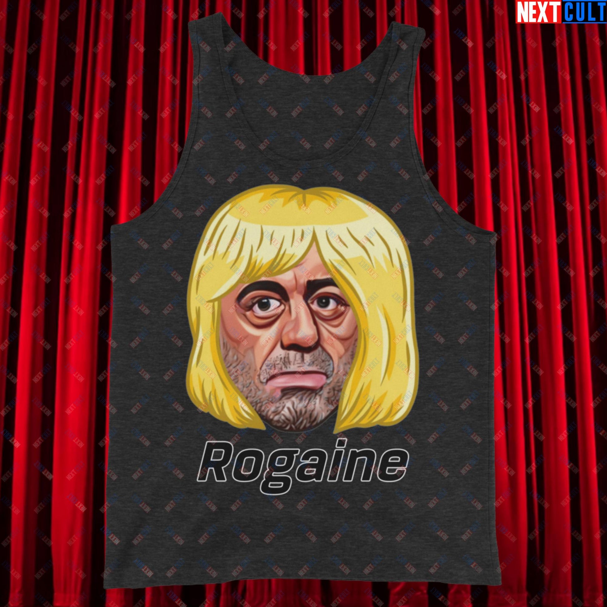 Joe Rogan Rogaine Funny Hair Loss JRE Podcast Tank Top Charcoal-Black Triblend Tank Tops Joe Rogan Podcasts Stand-up Comedy Next Cult Brand