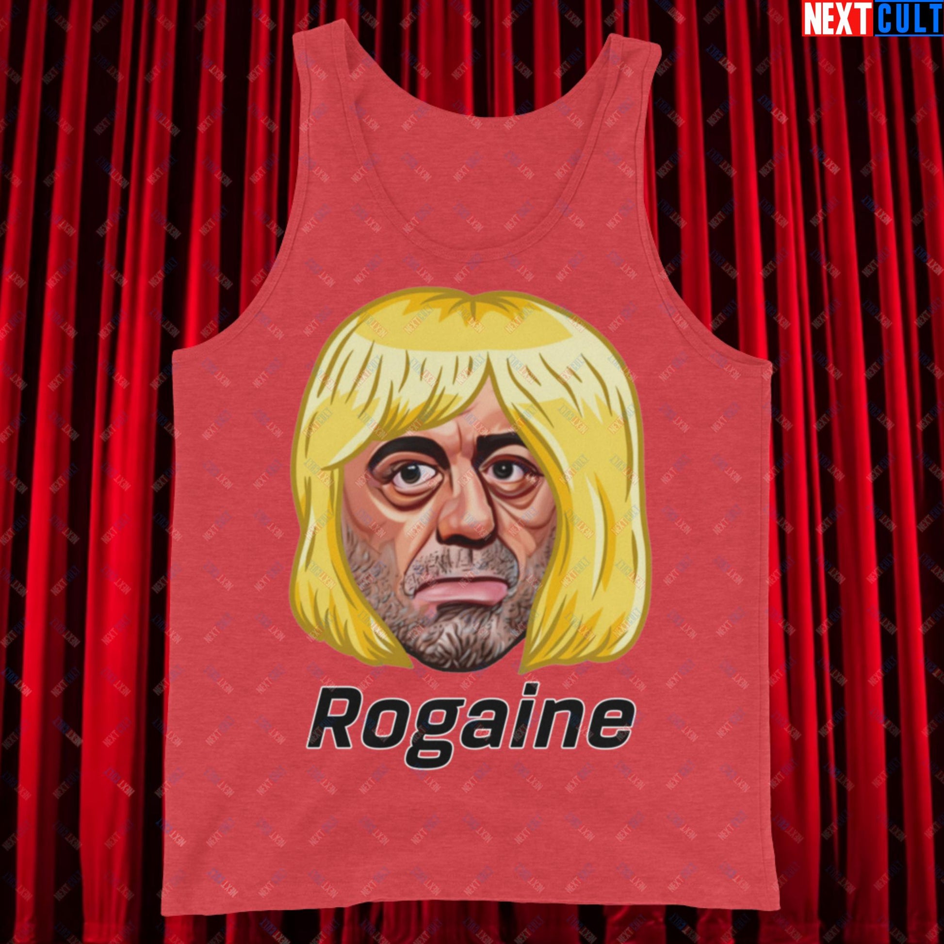 Joe Rogan Rogaine Funny Hair Loss JRE Podcast Tank Top Red Triblend Tank Tops Joe Rogan Podcasts Stand-up Comedy Next Cult Brand