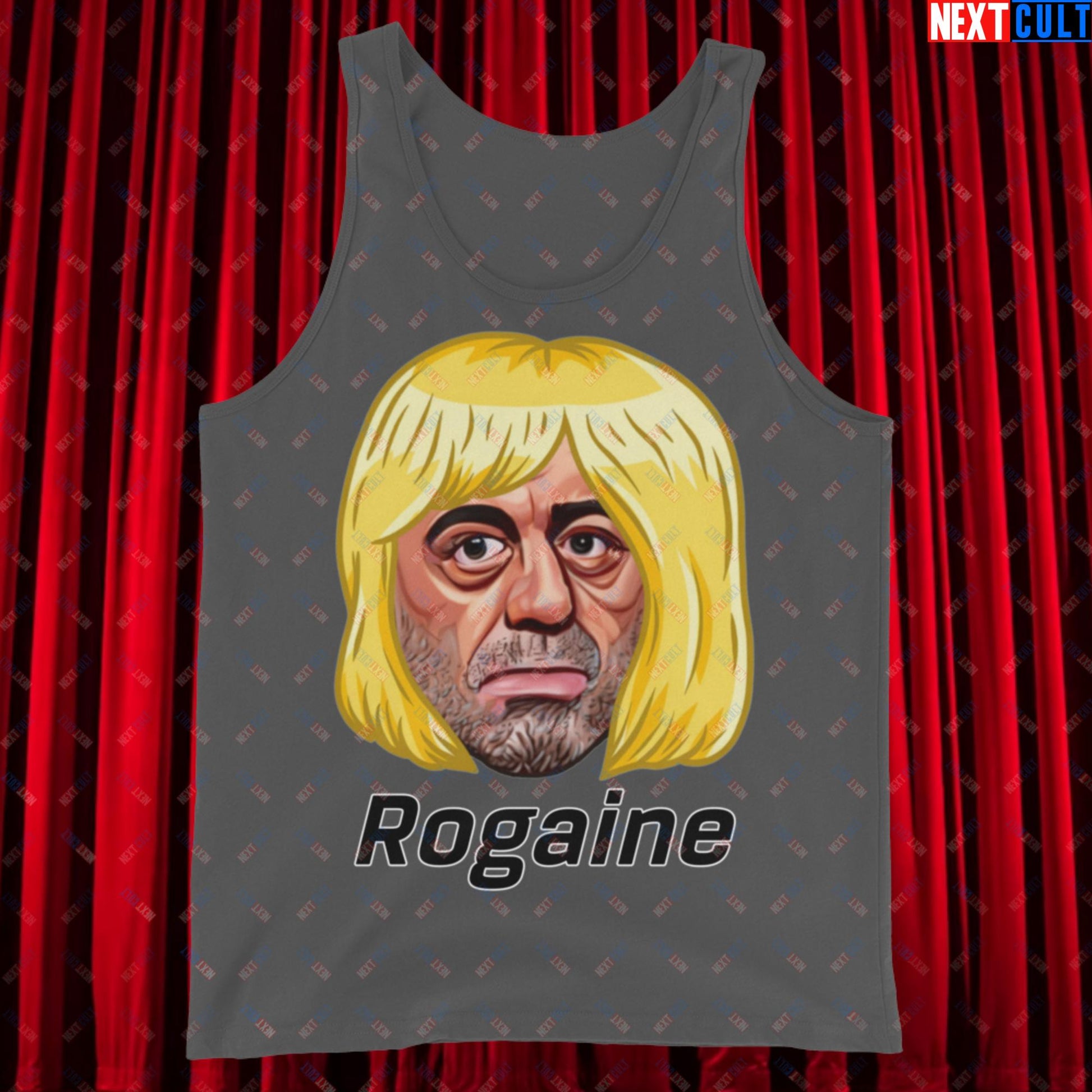 Joe Rogan Rogaine Funny Hair Loss JRE Podcast Tank Top Asphalt Tank Tops Joe Rogan Podcasts Stand-up Comedy Next Cult Brand