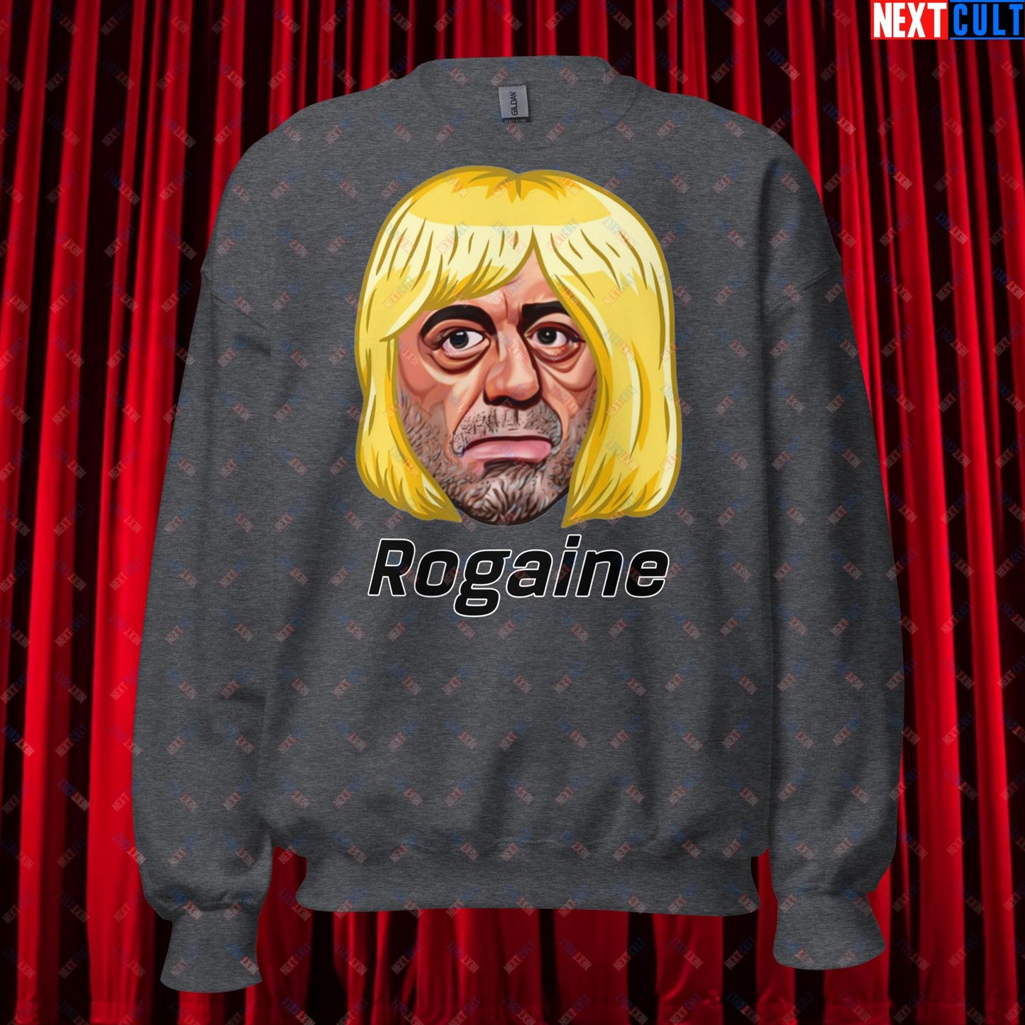 Joe Rogan Rogaine Funny Hair Loss JRE Podcast Unisex Sweatshirt Dark Heather Sweatshirts Joe Rogan Podcasts Stand-up Comedy Next Cult Brand