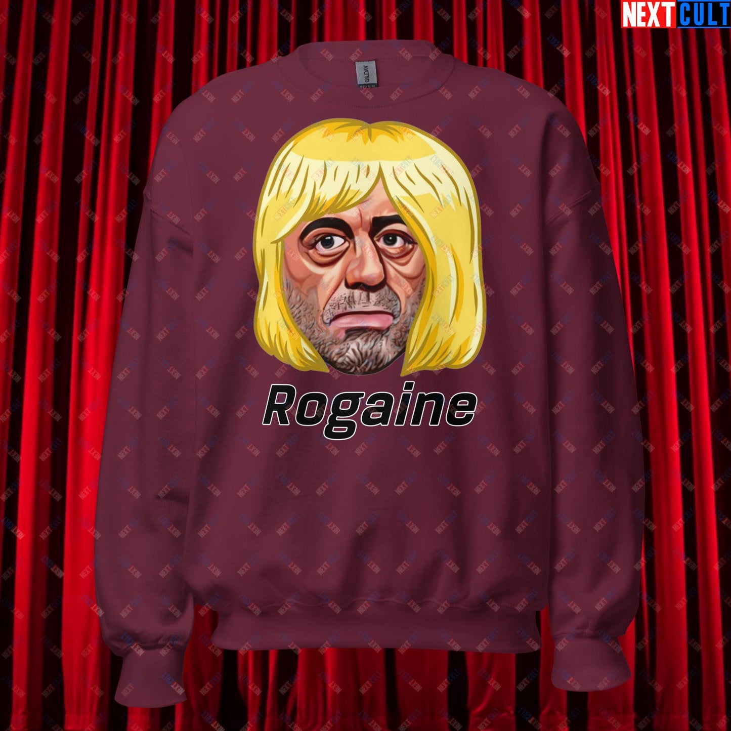 Joe Rogan Rogaine Funny Hair Loss JRE Podcast Unisex Sweatshirt Maroon Sweatshirts Joe Rogan Podcasts Stand-up Comedy Next Cult Brand