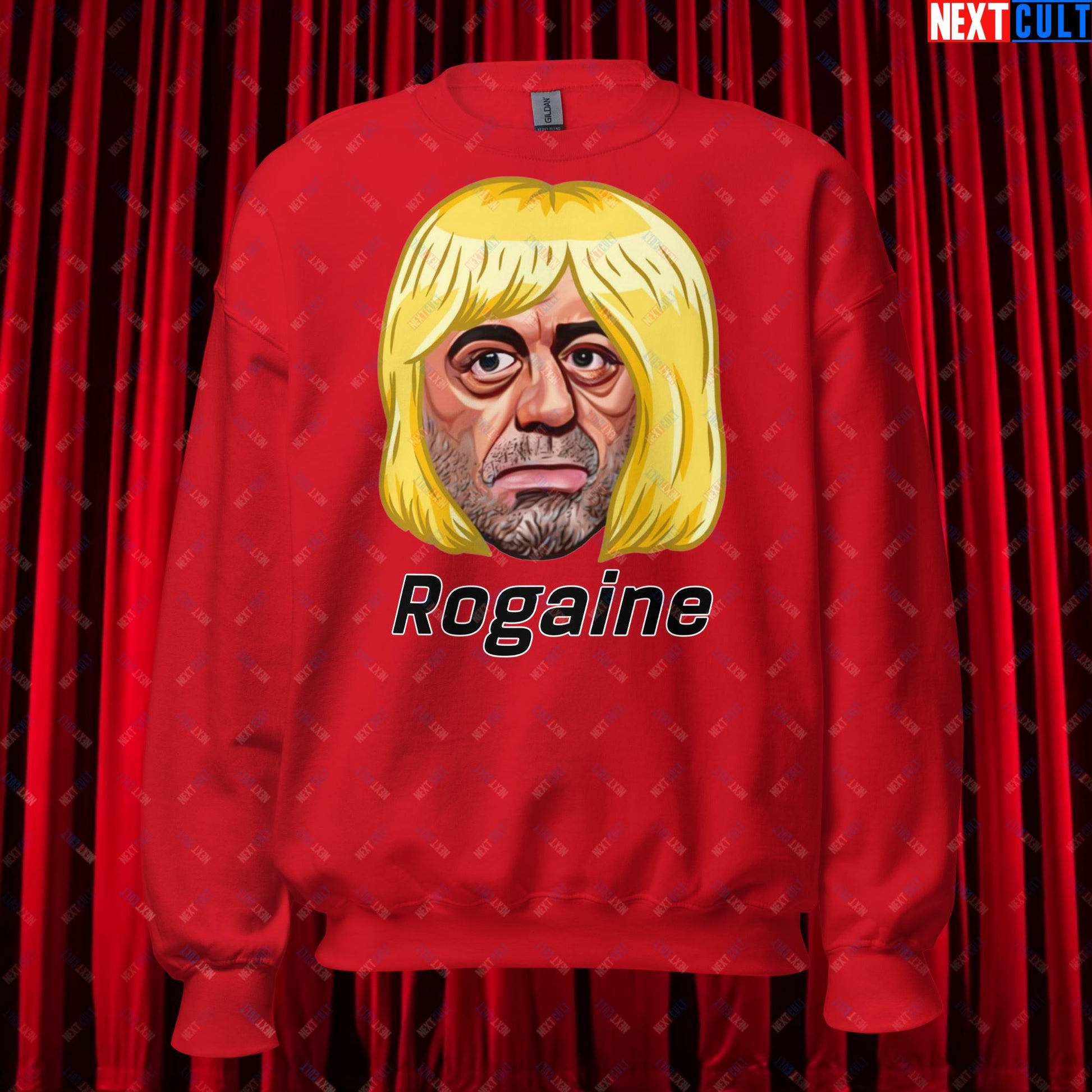 Joe Rogan Rogaine Funny Hair Loss JRE Podcast Unisex Sweatshirt Red Sweatshirts Joe Rogan Podcasts Stand-up Comedy Next Cult Brand