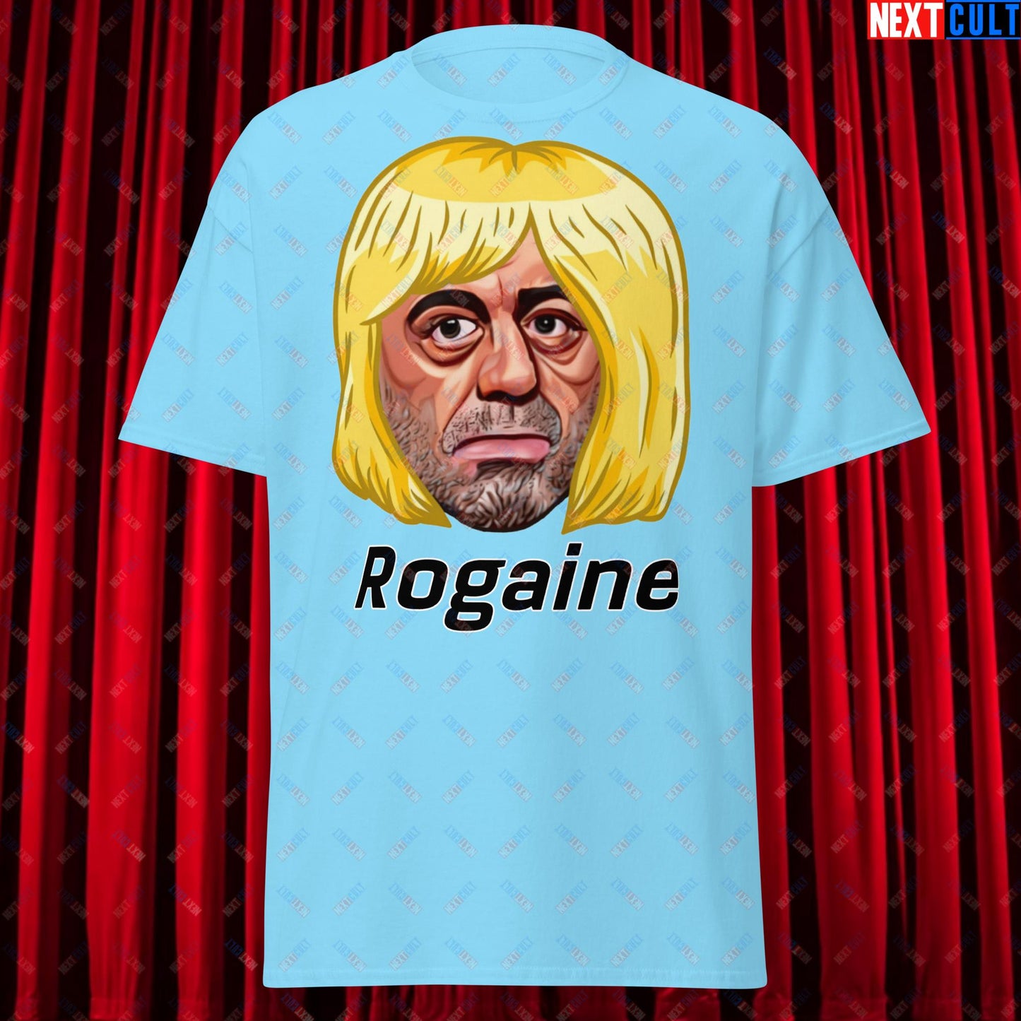 Joe Rogan Rogaine Funny Hair Loss JRE Podcast Unisex tee Sky T-shirts Joe Rogan Podcasts Stand-up Comedy Next Cult Brand