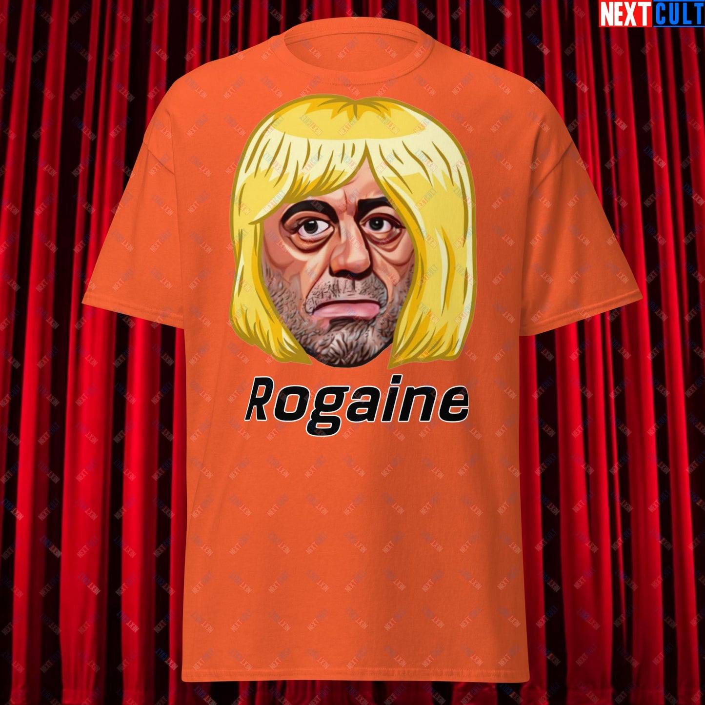 Joe Rogan Rogaine Funny Hair Loss JRE Podcast Unisex tee Orange T-shirts Joe Rogan Podcasts Stand-up Comedy Next Cult Brand