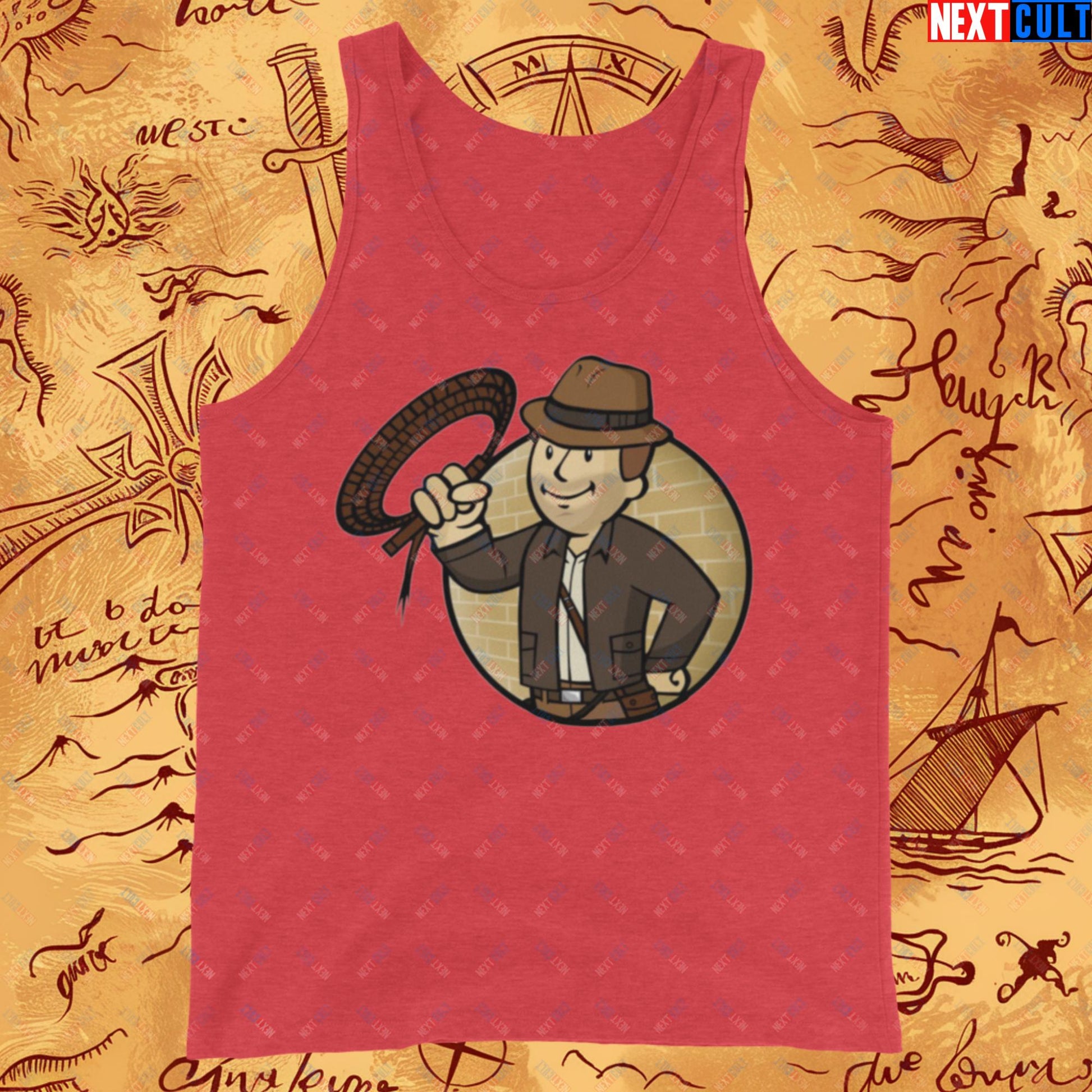 Jones Boy Indiana Jones Vault Boy Fallout Funny Cartoon Mashup Tank Top Next Cult Brand