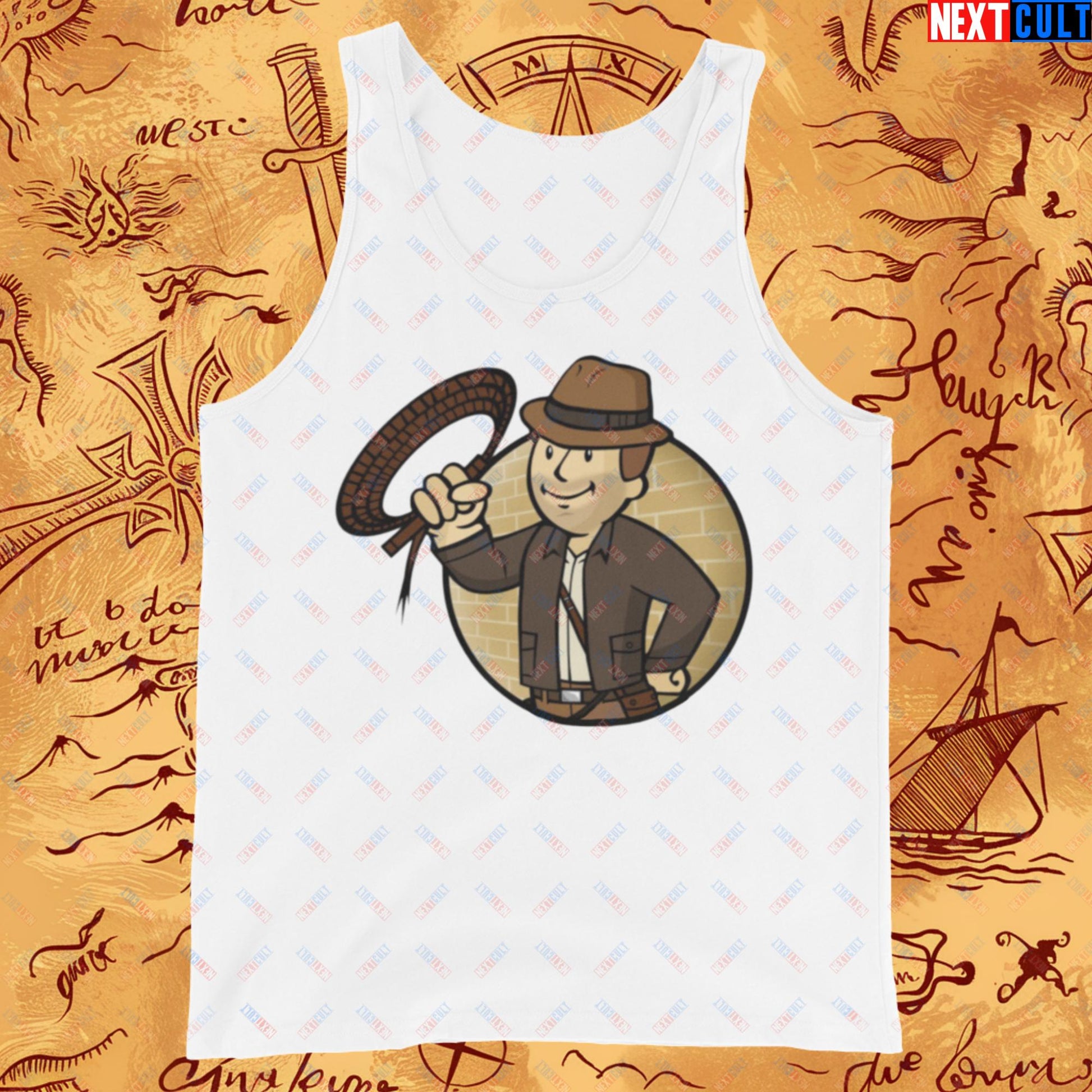 Jones Boy Indiana Jones Vault Boy Fallout Funny Cartoon Mashup Tank Top Next Cult Brand