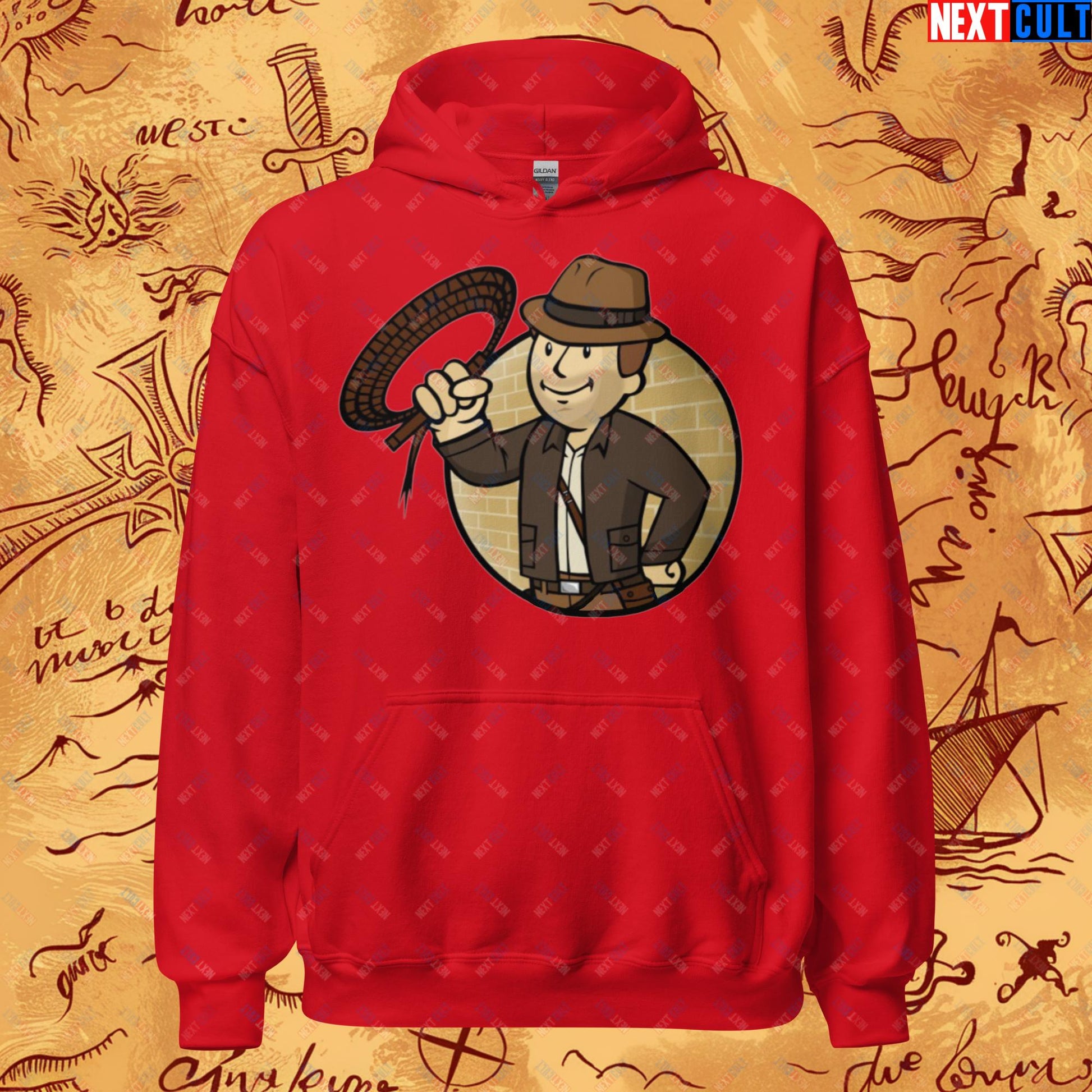 Jones Boy Indiana Jones Vault Boy Fallout Funny Cartoon Mashup Unisex Hoodie Next Cult Brand