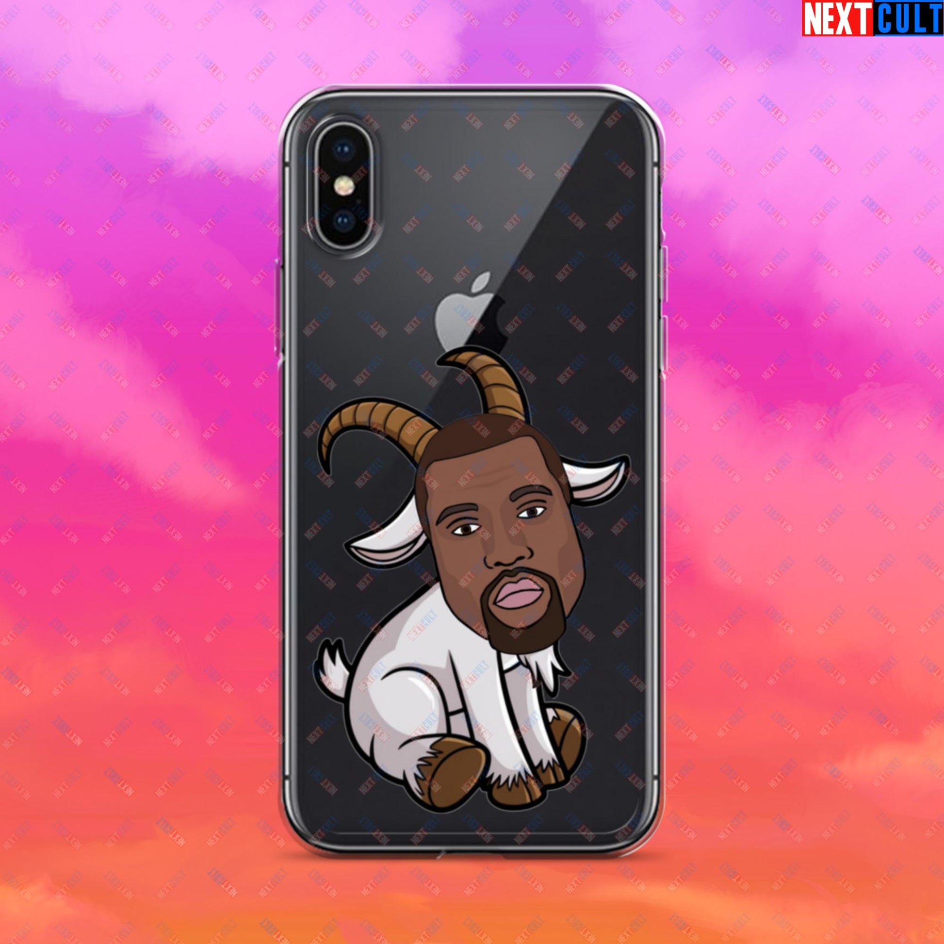 Kanye West G.O.A.T. Hip Hop Greatest of All Time Rap Music Funny Ye Clear Case for iPhone Next Cult Brand