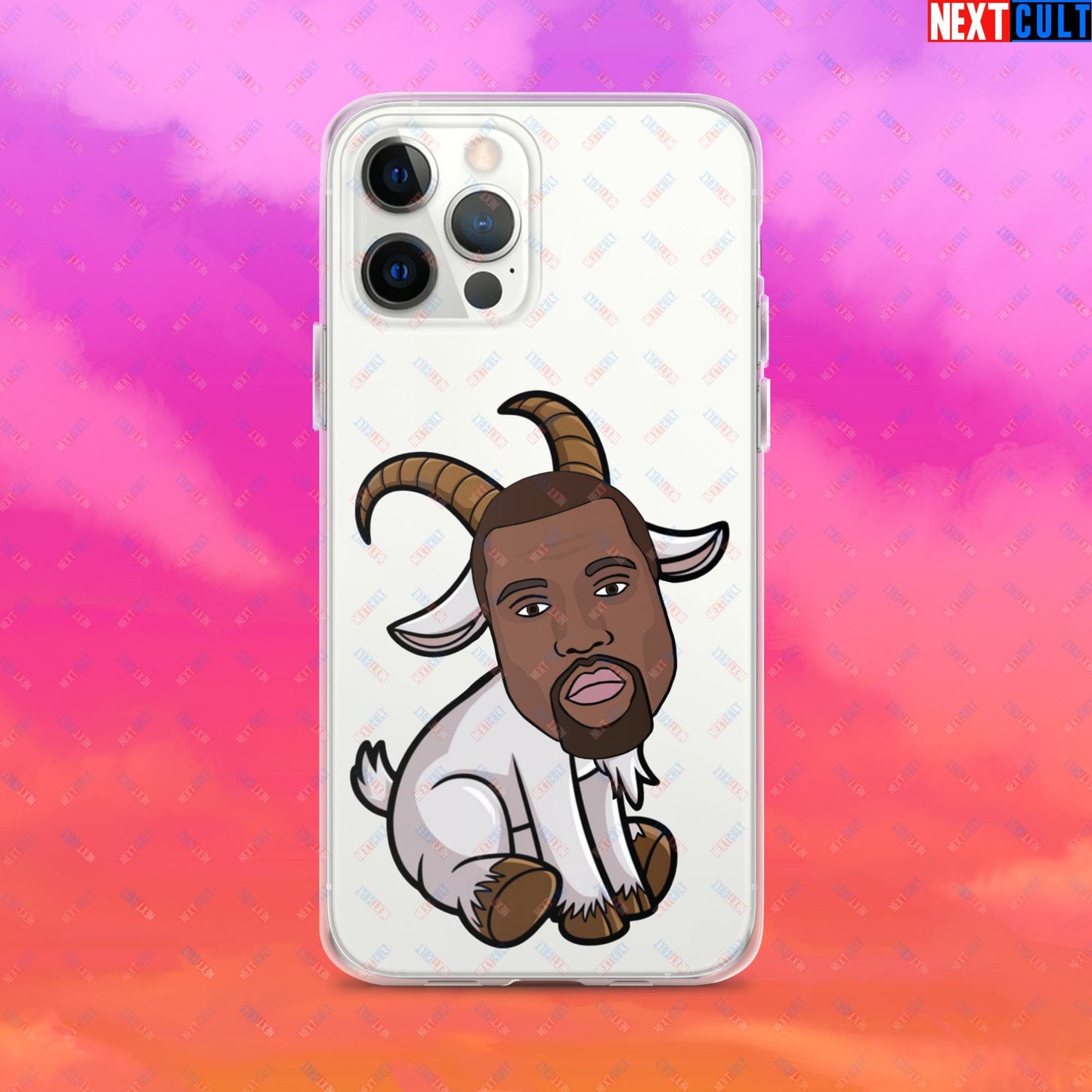 Kanye West G.O.A.T. Hip Hop Greatest of All Time Rap Music Funny Ye Clear Case for iPhone Next Cult Brand