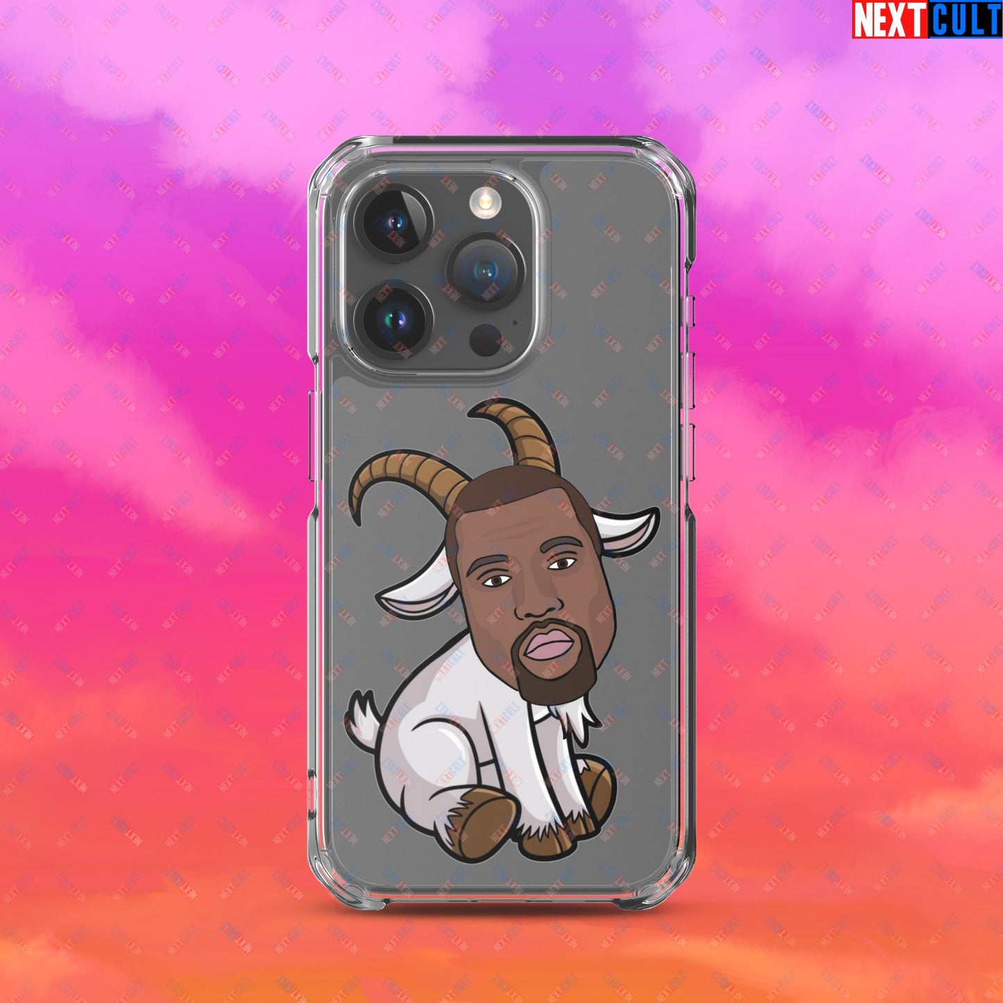 Kanye West G.O.A.T. Hip Hop Greatest of All Time Rap Music Funny Ye Clear Case for iPhone Next Cult Brand