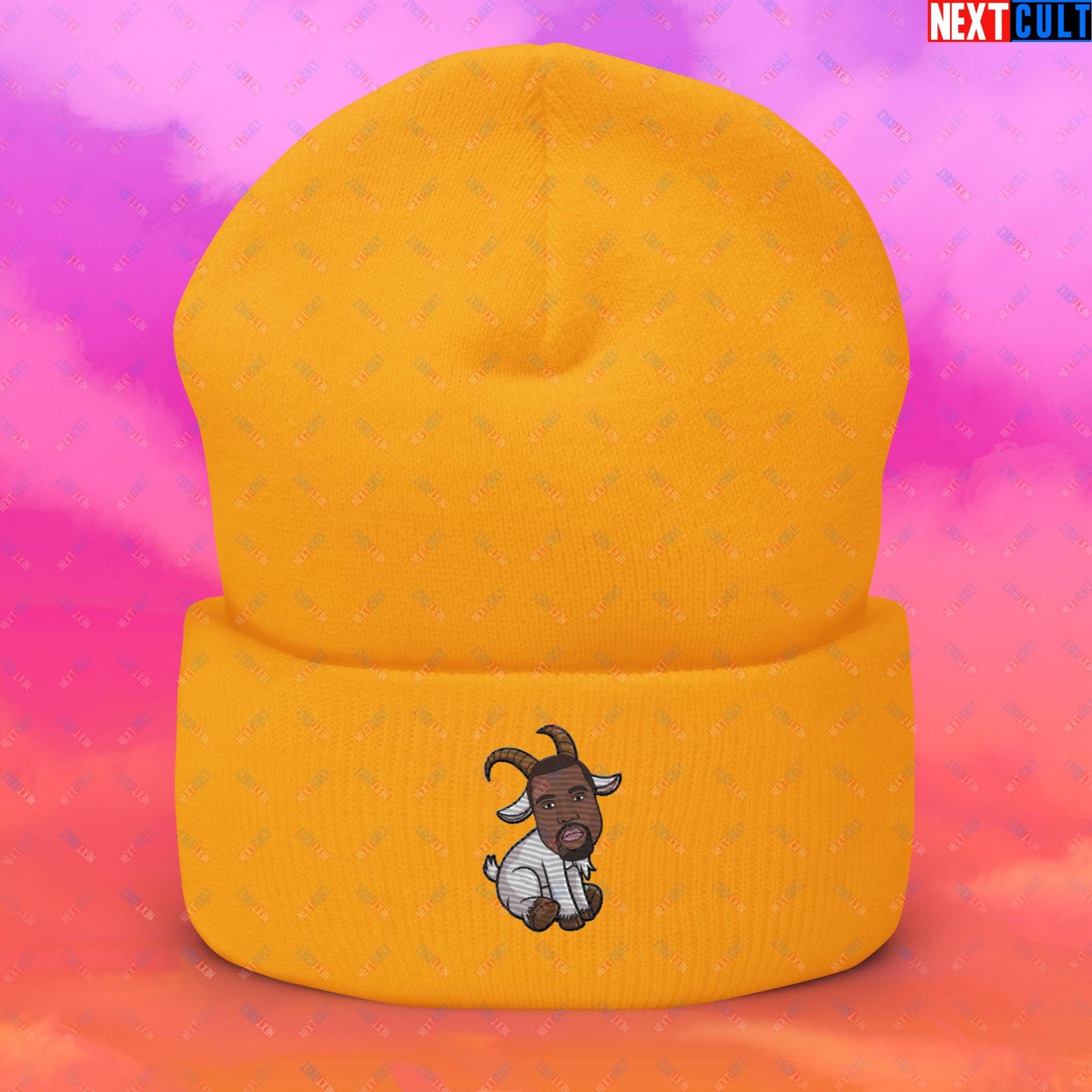 Kanye West G.O.A.T. Hip Hop Greatest of All Time Rap Music Funny Ye Cuffed Beanie Next Cult Brand