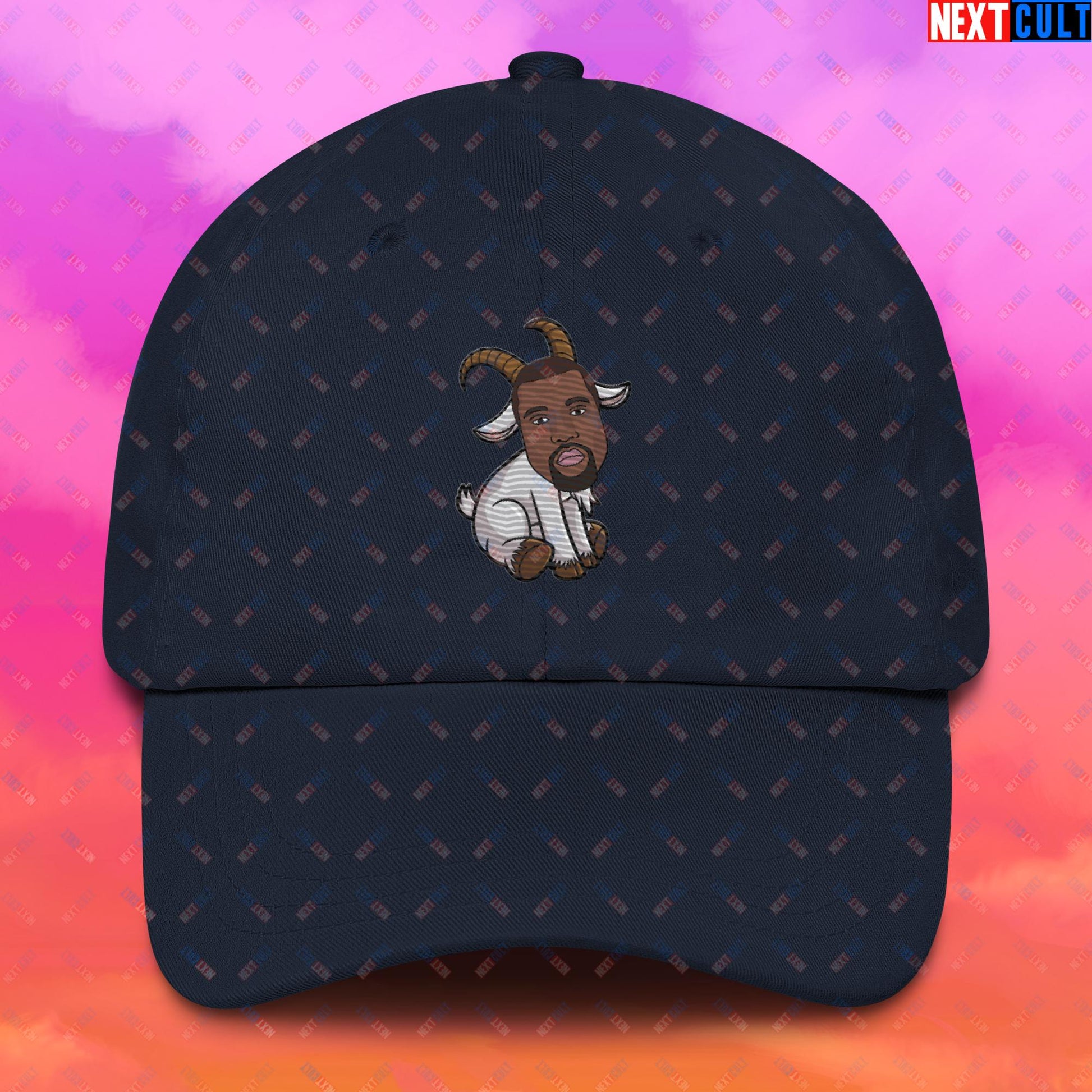 Kanye West G.O.A.T. Hip Hop Greatest of All Time Rap Music Funny Ye Dad hat Navy Hats G.O.A.T. Kanye West Music Next Cult Brand