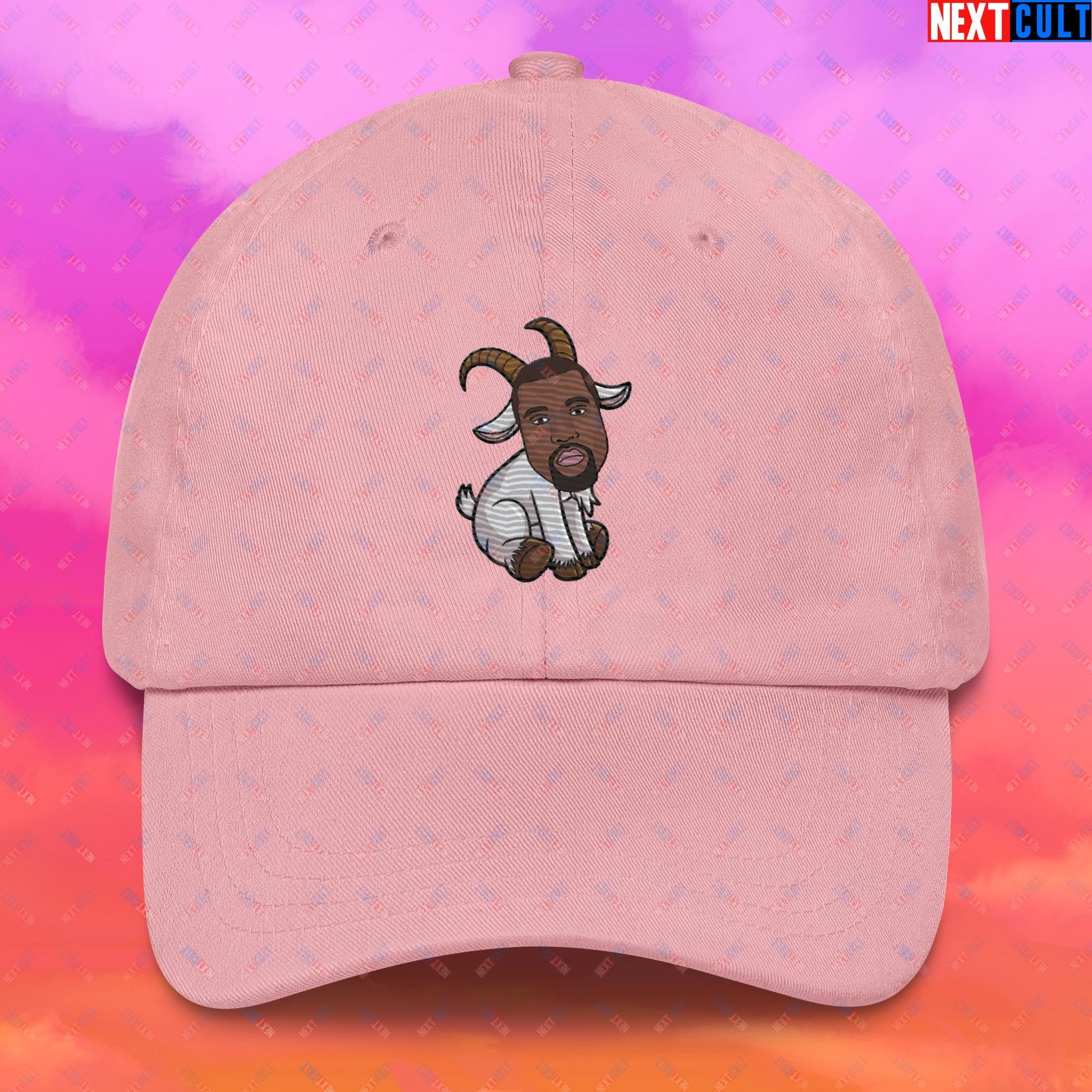 Kanye West G.O.A.T. Hip Hop Greatest of All Time Rap Music Funny Ye Dad hat Pink Hats G.O.A.T. Kanye West Music Next Cult Brand