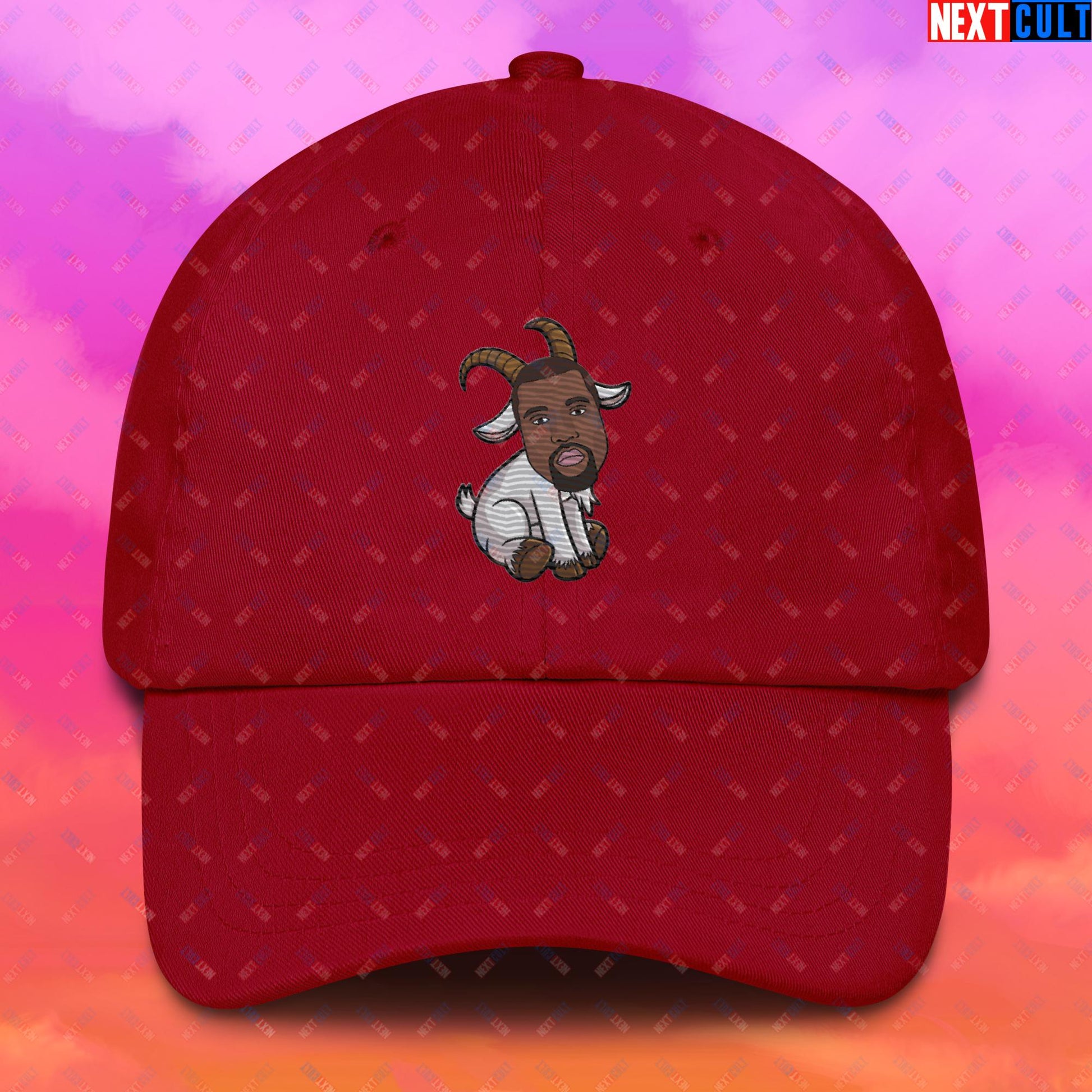 Kanye West G.O.A.T. Hip Hop Greatest of All Time Rap Music Funny Ye Dad hat Cranberry Hats G.O.A.T. Kanye West Music Next Cult Brand