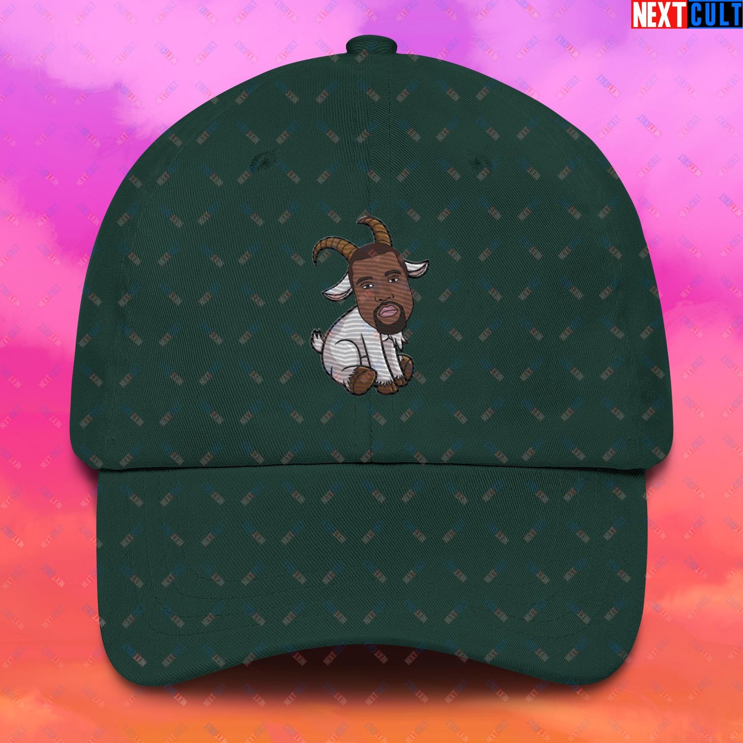 Kanye West G.O.A.T. Hip Hop Greatest of All Time Rap Music Funny Ye Dad hat Next Cult Brand