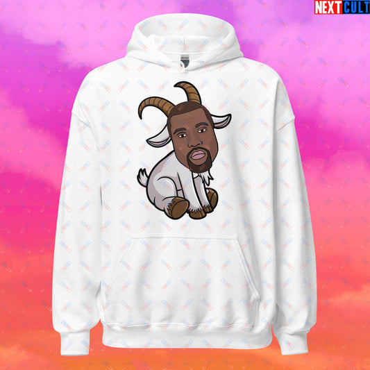 Kanye West G.O.A.T. Hip Hop Greatest of All Time Rap Music Funny Ye Unisex Hoodie White Hoodies G.O.A.T. Kanye West Music Next Cult Brand