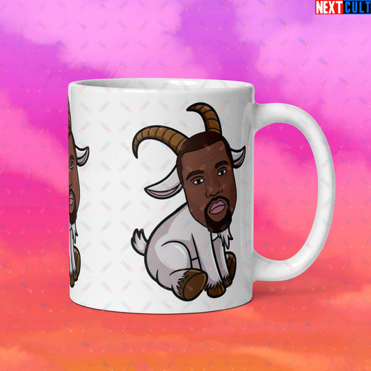 Kanye West G.O.A.T. Hip Hop Greatest of All Time Rap Music Funny Ye White glossy mug Next Cult Brand