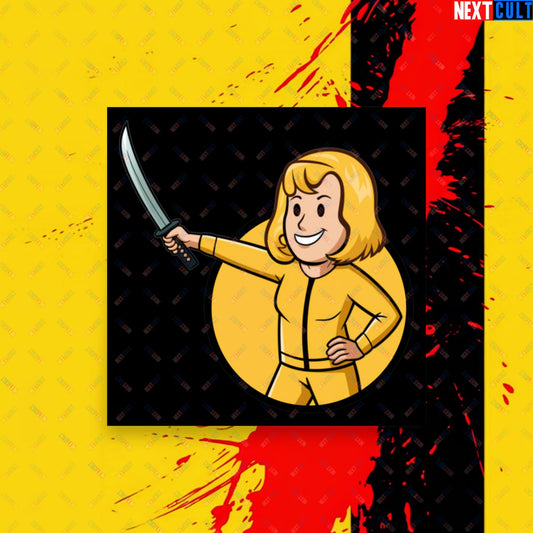 Kill Bill Vault Girl Fallout Funny Meme Cartoon Mashup Poster 14″×14″ Posters Fallout Kill Bill Movies Vault Boy Next Cult Brand